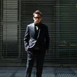 【GABRIELE PASINI /// ガブリエレ パジーニ】 MONTECARLO モンテカルロ カルゼ生地 3ボタン段返り ワンプリーツ スーツ NAVY (ネイビー・860) 2017秋冬新作のイメージ