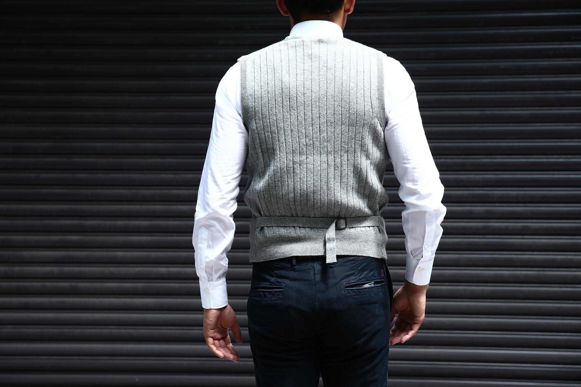 Settefili Cashmere (セッテフィーリ カシミア) Gilet con bottoni (ニットダブルベスト) ハイゲージ ニット ジレ GRAY (グレー・MC009) made in italy (イタリア製) 2017 秋冬新作 settefilicashmere セッテフィーリカシミア ニットベスト ニットジレ 愛知 名古屋 Alto e Diritto アルト エ デリット