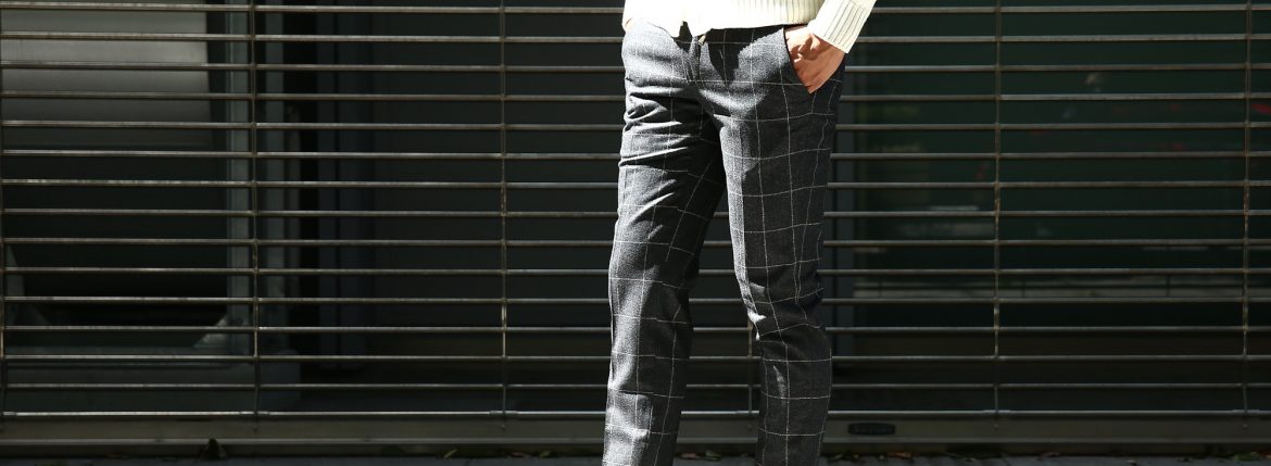 【VIGANO / ヴィガーノ】 RELAX SLACKS (リラックス スラックス) ウィンドウペンチェック ウール テーパード イージーパンツ スラックス MEDIUM GRAY (ミディアムグレー・951) 2017 秋冬新作　vigano 愛知 名古屋 ZODIAC ゾディアック