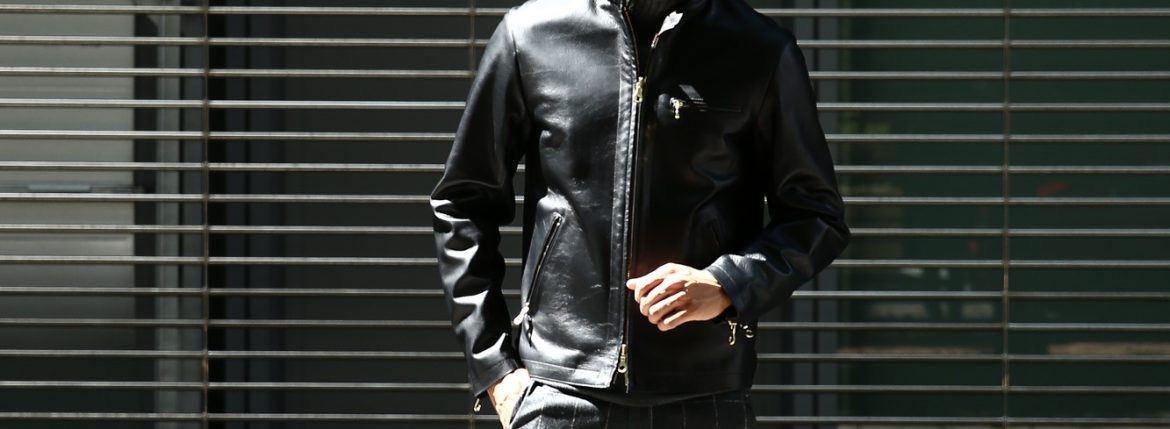 【CINQUANTA // チンクアンタ】 6621/1 STAND COLLAR RIDERS CAVALLO (スタンド カラー ジャケット) 【HORSE LEATHER / ホースレザー】 シングル ライダース ジャケット BLACK (ブラック・999) Made in italy (イタリア製) 2017 秋冬新作 愛知 名古屋 ZODIAC　2017 秋冬新作 cinquanta チンクアンタ レザージャケット