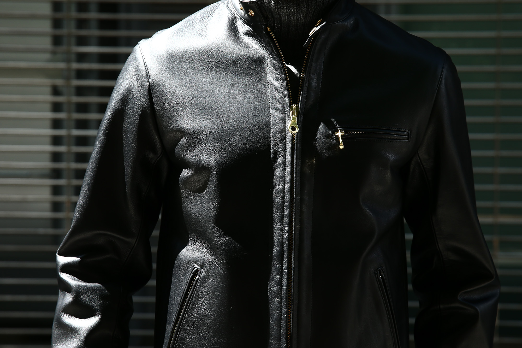 【CINQUANTA // チンクアンタ】 6621/1 STAND COLLAR RIDERS CAVALLO (スタンド カラー ジャケット) 【HORSE LEATHER / ホースレザー】 シングル ライダース ジャケット BLACK (ブラック・999) Made in italy (イタリア製) 2017 秋冬新作 愛知 名古屋 Alto e Diritto アルト エ デリット　2017 秋冬新作 cinquanta チンクアンタ レザージャケット