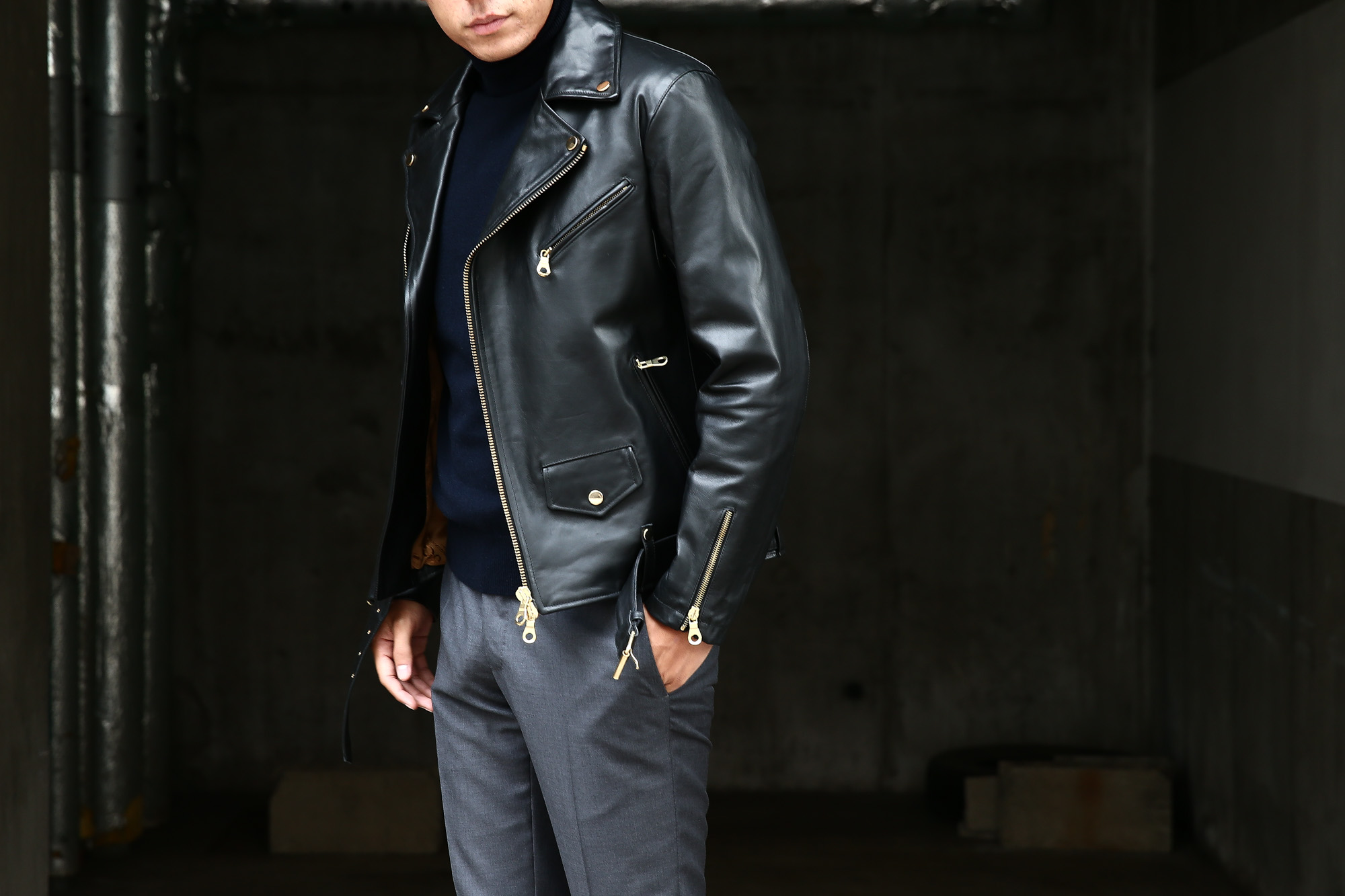 【CINQUANTA / チンクアンタ】 6633 W RIDERS CAVALLO (ダブルライダース ジャケット) HORSE LEATHER ホースレザー ライダース ジャケット BLACK (ブラック・999) Made in italy (イタリア製) 2017 秋冬新作 cinquanta 愛知 名古屋 Alto e Diritto アルト エ デリット ダブルライダース レザー