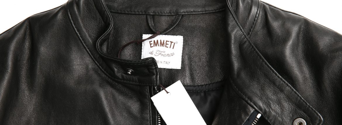 EMMETI (エンメティ) JURI (ジュリ) Lambskin nappa シングルライダース レザージャケット NERO (ブラック) made in italy (イタリア製) 2018 春夏 emmeti 愛知 名古屋 ZODIAC ゾディアック emmeti andrea スタンドカラーブルゾン