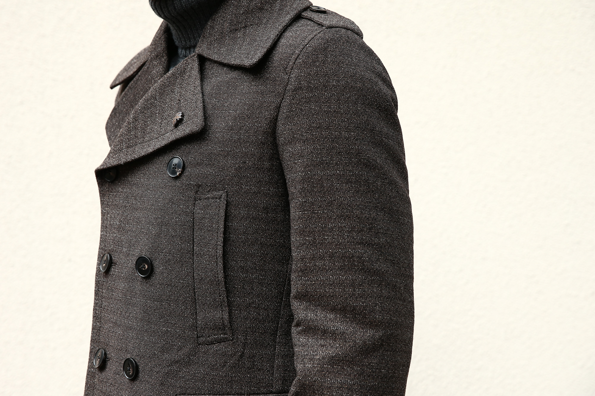 GABRIELE PASINI (ガブリエレ パジーニ) Pea coat (ピーコート) ウール ミドル丈 ダブル コート BROWN (ブラウン・438) Made in italy (イタリア製) 2017 秋冬新作　gabrielepasini カブリエレパジーニ Pコート 愛知 名古屋 Alto e Diritto アルト エ デリット