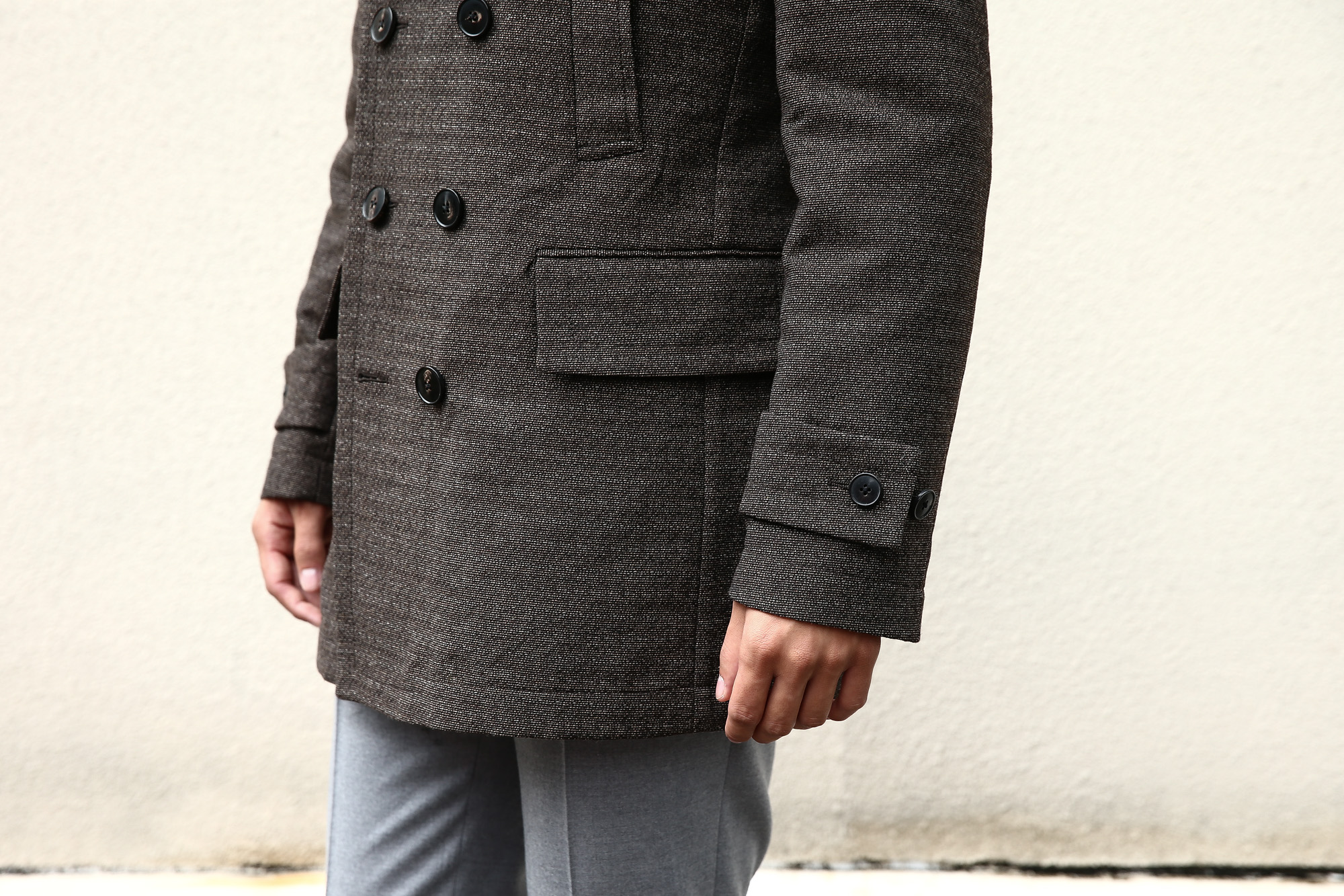 GABRIELE PASINI (ガブリエレ パジーニ) Pea coat (ピーコート) ウール ミドル丈 ダブル コート BROWN (ブラウン・438) Made in italy (イタリア製) 2017 秋冬新作　gabrielepasini カブリエレパジーニ Pコート 愛知 名古屋 Alto e Diritto アルト エ デリット