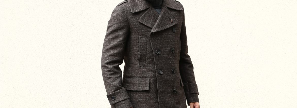 GABRIELE PASINI (ガブリエレ パジーニ) Pea coat (ピーコート) ウール ミドル丈 ダブル コート BROWN (ブラウン・438) Made in italy (イタリア製) 2017 秋冬新作　gabrielepasini カブリエレパジーニ Pコート 愛知 名古屋 ZODIAC ゾディアック