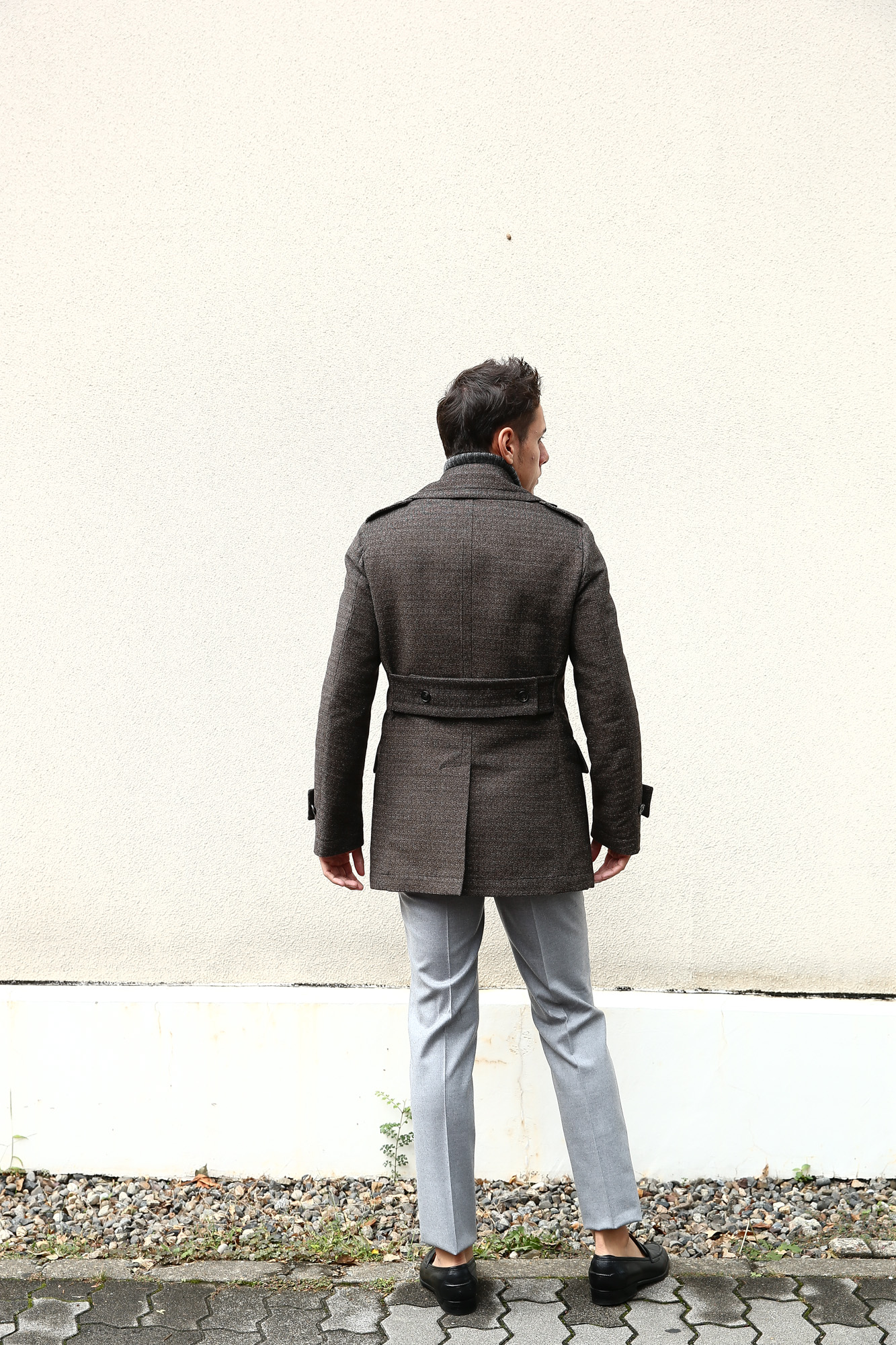 GABRIELE PASINI (ガブリエレ パジーニ) Pea coat (ピーコート) ウール ミドル丈 ダブル コート BROWN (ブラウン・438) Made in italy (イタリア製) 2017 秋冬新作　gabrielepasini カブリエレパジーニ Pコート 愛知 名古屋 Alto e Diritto アルト エ デリット