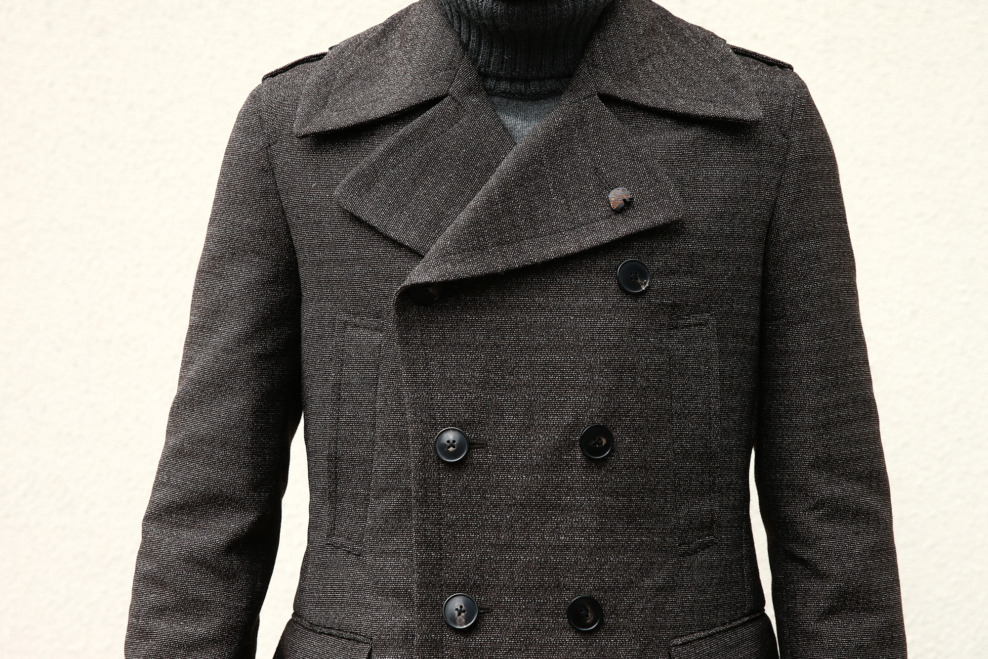 GABRIELE PASINI (ガブリエレ パジーニ) Pea coat (ピーコート) ウール ミドル丈 ダブル コート BROWN (ブラウン・438) Made in italy (イタリア製) 2017 秋冬新作　gabrielepasini カブリエレパジーニ Pコート 愛知 名古屋 Alto e Diritto アルト エ デリット