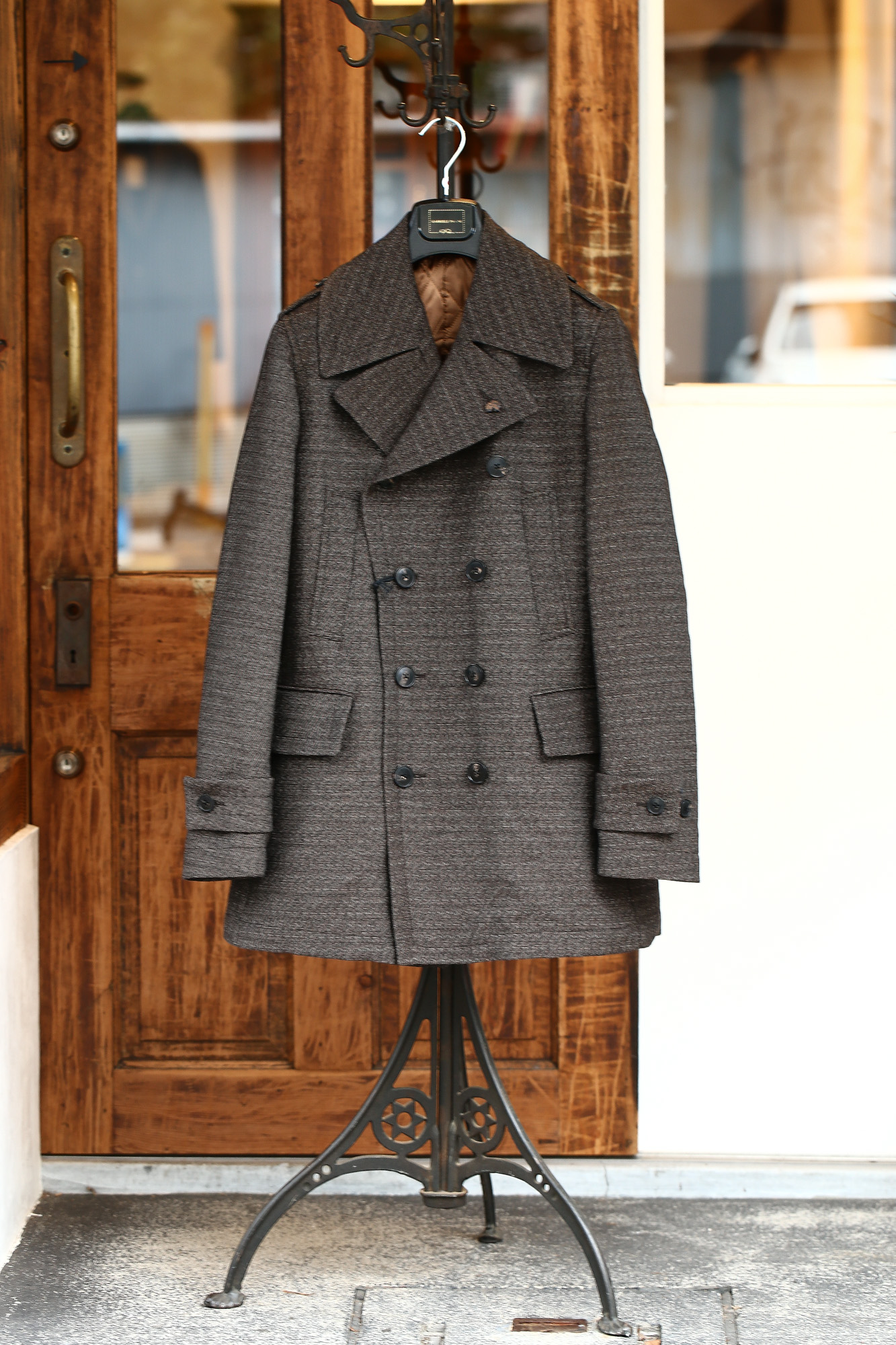 GABRIELE PASINI (ガブリエレ パジーニ) Pea coat (ピーコート) ウール ミドル丈 ダブル コート BROWN (ブラウン・438) Made in italy (イタリア製) 2017 秋冬新作 gabrielepasini カブリエレパジーニ Pコート 愛知 名古屋 Alto e Diritto アルト エ デリット