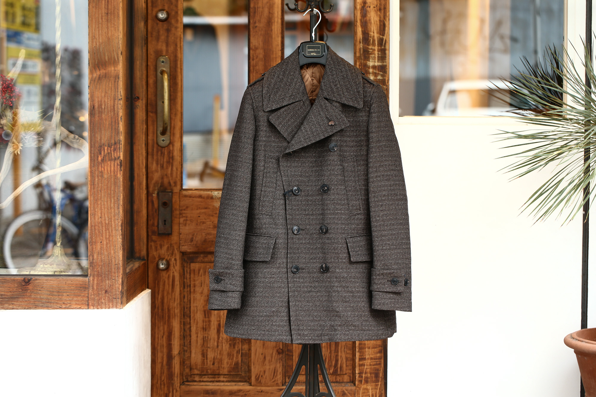 GABRIELE PASINI (ガブリエレ パジーニ) Pea coat (ピーコート) ウール ミドル丈 ダブル コート BROWN (ブラウン・438) Made in italy (イタリア製) 2017 秋冬新作 gabrielepasini カブリエレパジーニ Pコート 愛知 名古屋 Alto e Diritto アルト エ デリット