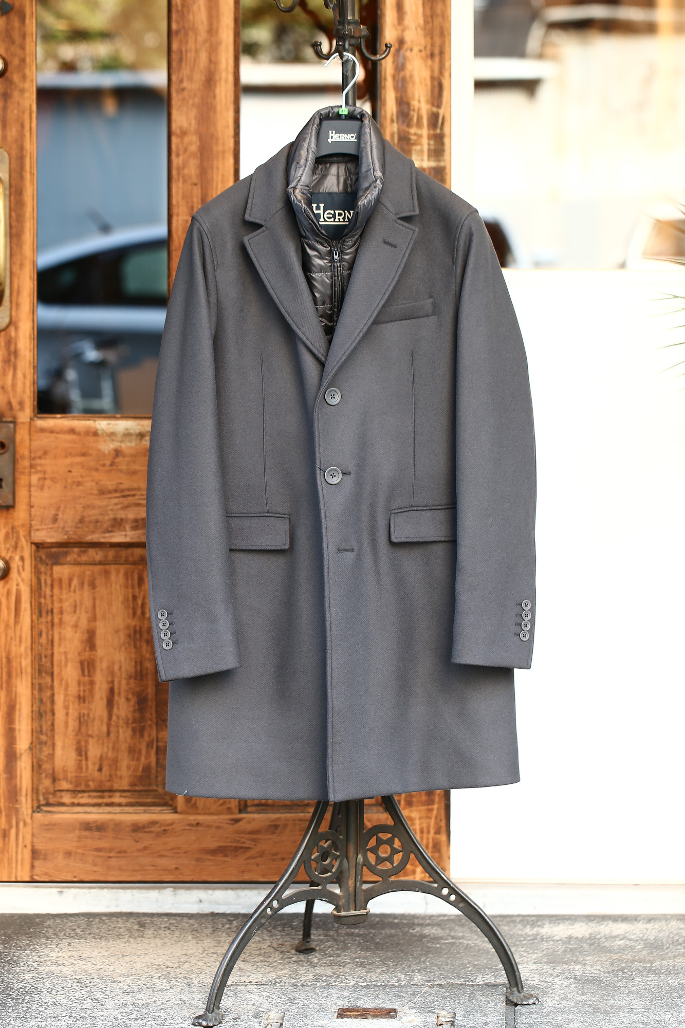 HERNO(ヘルノ) CA0045U Chester coat チェスターコート LANA DIAGONALE NYLON ULTRALIGHT 中綿入り ウールチェスターコート GRAY (グレー・9450) Made in italy (イタリア製) 2017 秋冬新作 愛知 名古屋 Alto e Diritto アルト エ デリット herno ヘルノ ダウンコート ビジネススタイル