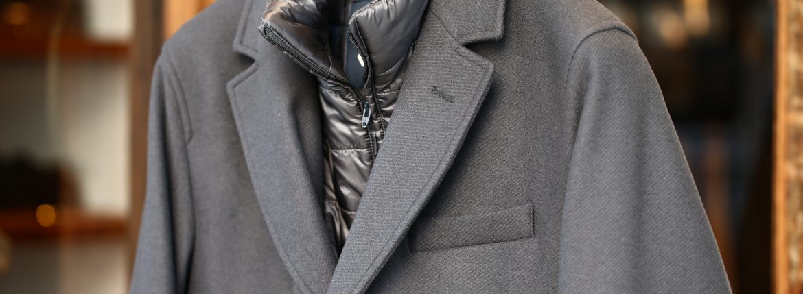 HERNO(ヘルノ) CA0045U Chester coat チェスターコート LANA DIAGONALE NYLON ULTRALIGHT 中綿入り ウールチェスターコート GRAY (グレー・9450) Made in italy (イタリア製) 2017 秋冬新作 愛知 名古屋 ZODIAC ゾディアック herno ヘルノ ダウンコート ビジネススタイル