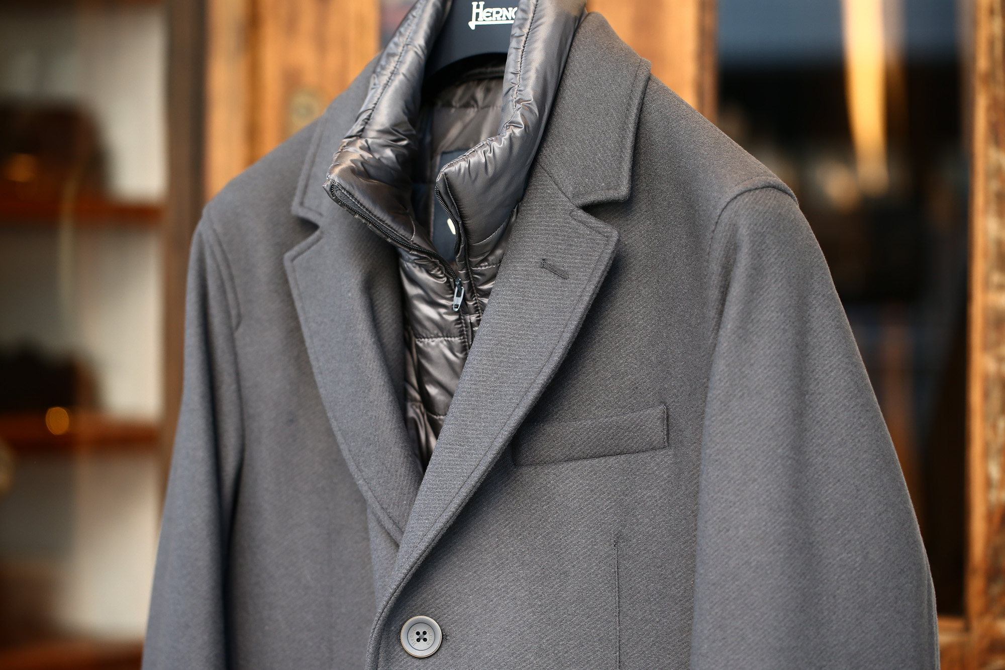 HERNO(ヘルノ) CA0045U Chester coat チェスターコート LANA DIAGONALE NYLON ULTRALIGHT 中綿入り ウールチェスターコート GRAY (グレー・9450) Made in italy (イタリア製) 2017 秋冬新作 愛知 名古屋 Alto e Diritto アルト エ デリット herno ヘルノ ダウンコート ビジネススタイル