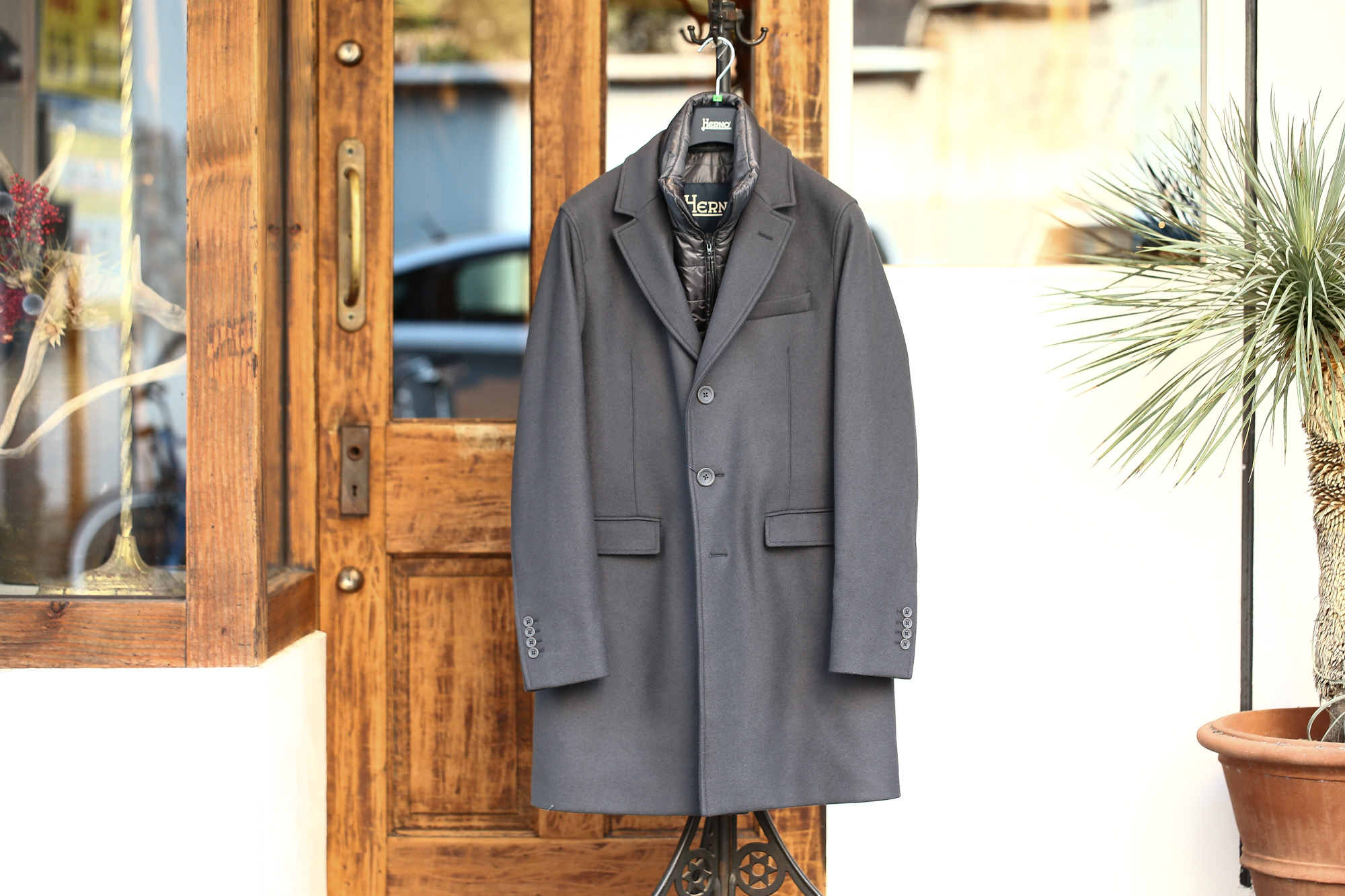 HERNO(ヘルノ) CA0045U Chester coat チェスターコート LANA DIAGONALE NYLON ULTRALIGHT 中綿入り ウールチェスターコート GRAY (グレー・9450) Made in italy (イタリア製) 2017 秋冬新作 愛知 名古屋 Alto e Diritto アルト エ デリット herno ヘルノ ダウンコート ビジネススタイル