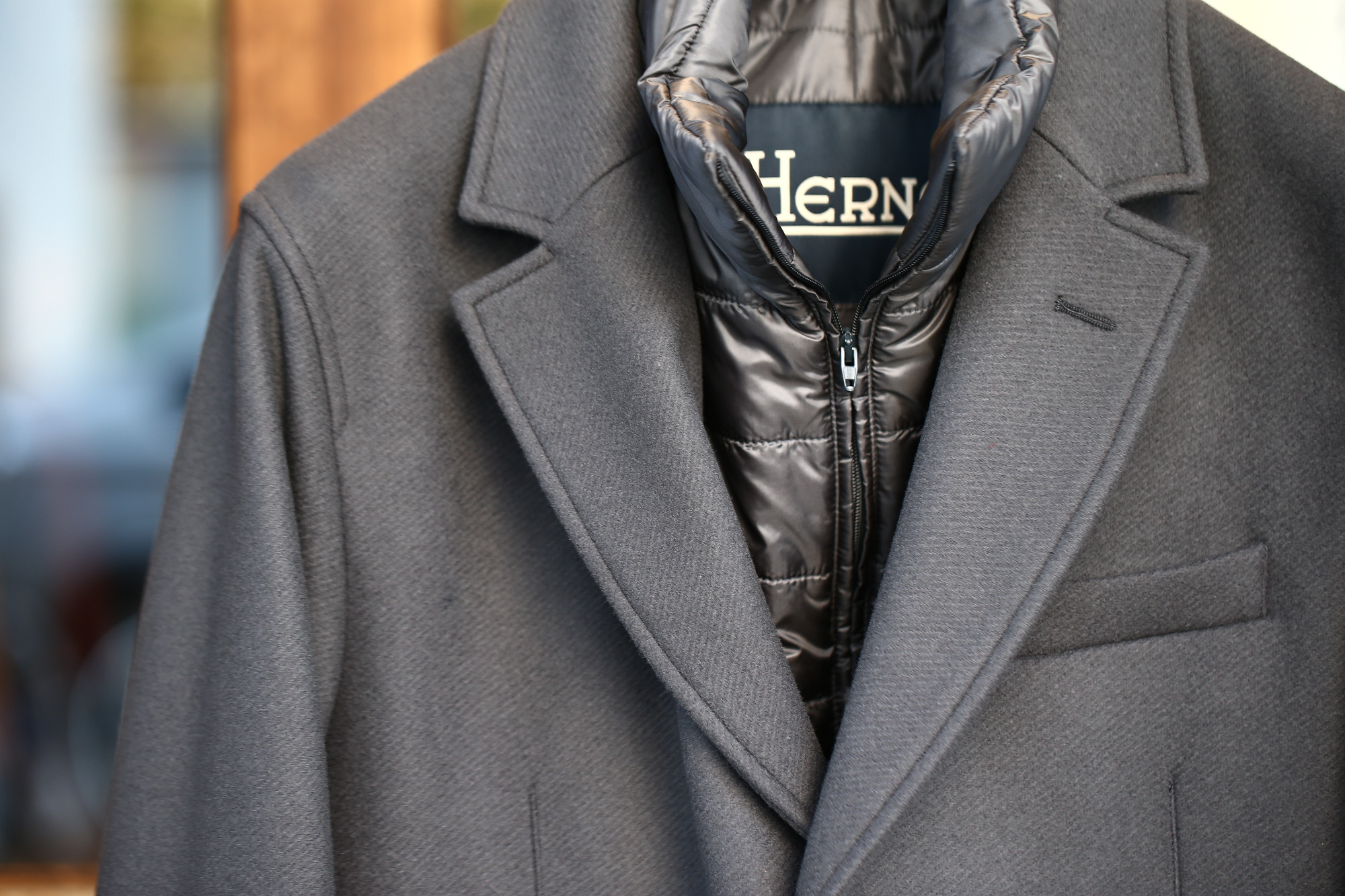 HERNO(ヘルノ) CA0045U Chester coat チェスターコート LANA DIAGONALE NYLON ULTRALIGHT 中綿入り ウールチェスターコート GRAY (グレー・9450) Made in italy (イタリア製) 2017 秋冬新作 愛知 名古屋 Alto e Diritto アルト エ デリット herno ヘルノ ダウンコート ビジネススタイル