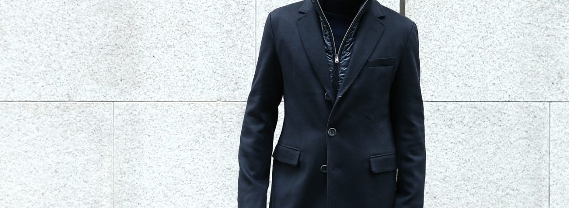 【HERNO / ヘルノ】 CA0058U Cashmere Chester coat カシミア チェスターコート PIACENZA ピアツェンツァ CASHMERE DROPGLIDE NYLON ULTRALIGHT 中綿入り カシミア チェスターコート NAVY (ネイビー・9200) Made in italy (イタリア製) 2017 秋冬新作 愛知 名古屋 ZODIAC ゾディアック herno ヘルノ ダウンコート ビジネススタイル