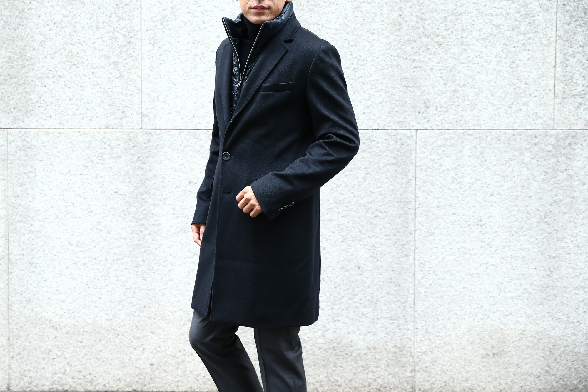 【HERNO / ヘルノ】 CA0058U Cashmere Chester coat カシミア チェスターコート PIACENZA ピアツェンツァ CASHMERE DROPGLIDE NYLON ULTRALIGHT 中綿入り カシミア チェスターコート NAVY (ネイビー・9200) Made in italy (イタリア製) 2017 秋冬新作 愛知 名古屋 Alto e Diritto アルト エ デリット herno ヘルノ ダウンコート ビジネススタイル