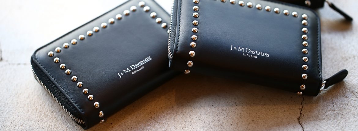 J&M DAVIDSON (ジェイアンドエムデヴィッドソン) JET SET COLLECTION (ジェットセット コレクション) SMALL ZIP PURSE WITH STUDS (スモール ジップ パース ウィズ スタッズ) 10131N CALF LEATHER (カーフレザー) 折財布 BLACK (ブラック・999) Made in spain (スペイン製) 2017 秋冬新作 jmdavidson 愛知 名古屋 ZODIAC ゾディアック