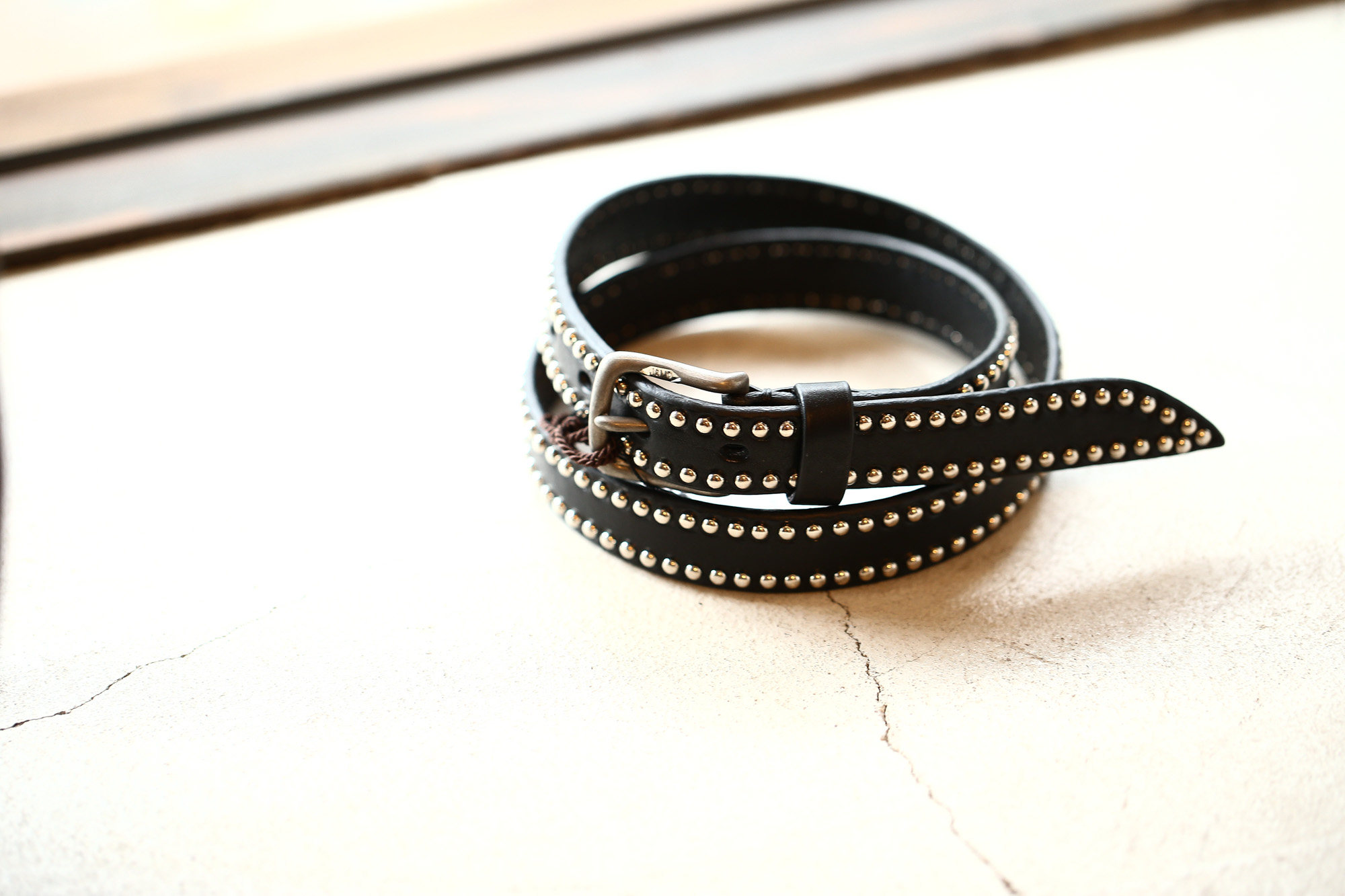 J&M DAVIDSON (ジェイアンドエムデヴィッドソン) NARROW SIDE STUDS BELT 25MM (ナロー サイド スタッズ ベルト 25mm) COWHIDE LEATHER (カウハイドレザー) スタッズベルト BLACK (ブラック・999) Made in italy (イタリア製) 2017 秋冬新作 jmdavidson jandmdavidson ジェイエム 愛知 名古屋 Alto e Diritto アルト エ デリット ベルト