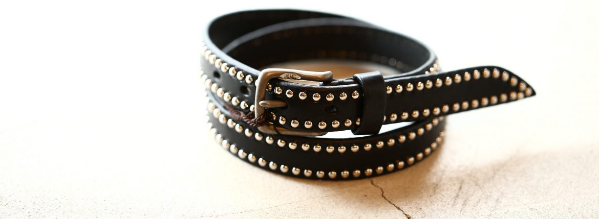 J&M DAVIDSON (ジェイアンドエムデヴィッドソン) NARROW SIDE STUDS BELT 25MM (ナロー サイド スタッズ ベルト 25mm) COWHIDE LEATHER (カウハイドレザー) スタッズベルト BLACK (ブラック・999) Made in italy (イタリア製) 2017 秋冬新作 jmdavidson jandmdavidson ジェイエム 愛知 名古屋 ZODIAC ゾディアック ベルト