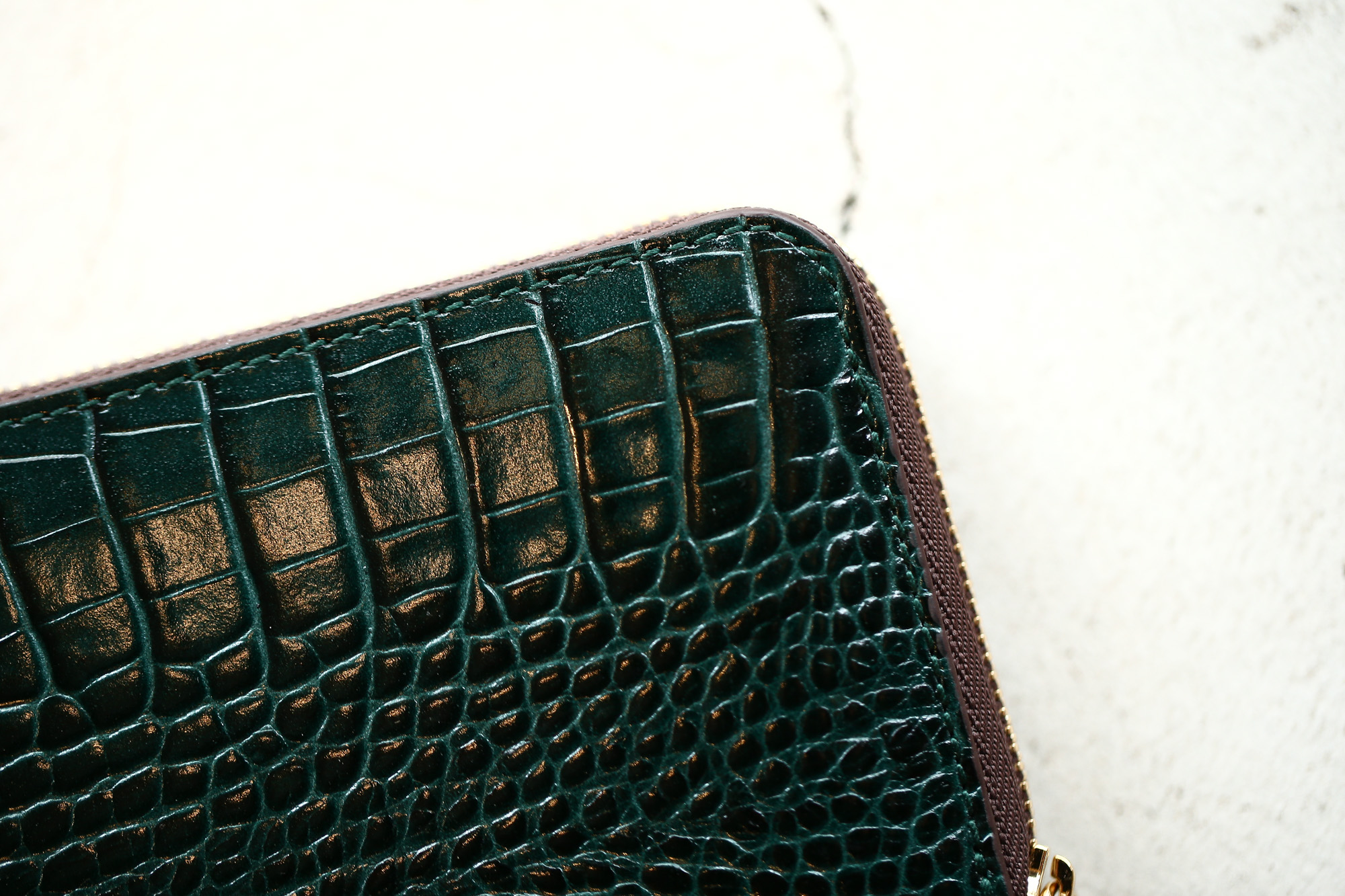 J&M DAVIDSON (ジェイアンドエムデヴィッドソン) SMALL ZIP PURSE (スモール ジップ パース) 7444 SMALL MOCK CROC (クロコダイル型押し) 折財布 ショートウォレット BOTTLE GREEN / NIGTH (ボトルグリーン / ナイト・4800) Made in spain (スペイン製)　2017 秋冬新作 jandmdavidosn smallzippurse サイフ ウォレット ジェイエムデヴィッドソン 愛知 名古屋 Alto e Diritto アルト エ デリット