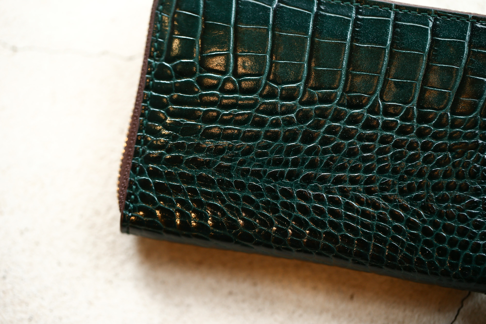 J&M DAVIDSON (ジェイアンドエムデヴィッドソン) SMALL ZIP PURSE (スモール ジップ パース) 7444 SMALL MOCK CROC (クロコダイル型押し) 折財布 ショートウォレット BOTTLE GREEN / NIGTH (ボトルグリーン / ナイト・4800) Made in spain (スペイン製)　2017 秋冬新作 jandmdavidosn smallzippurse サイフ ウォレット ジェイエムデヴィッドソン 愛知 名古屋 Alto e Diritto アルト エ デリット