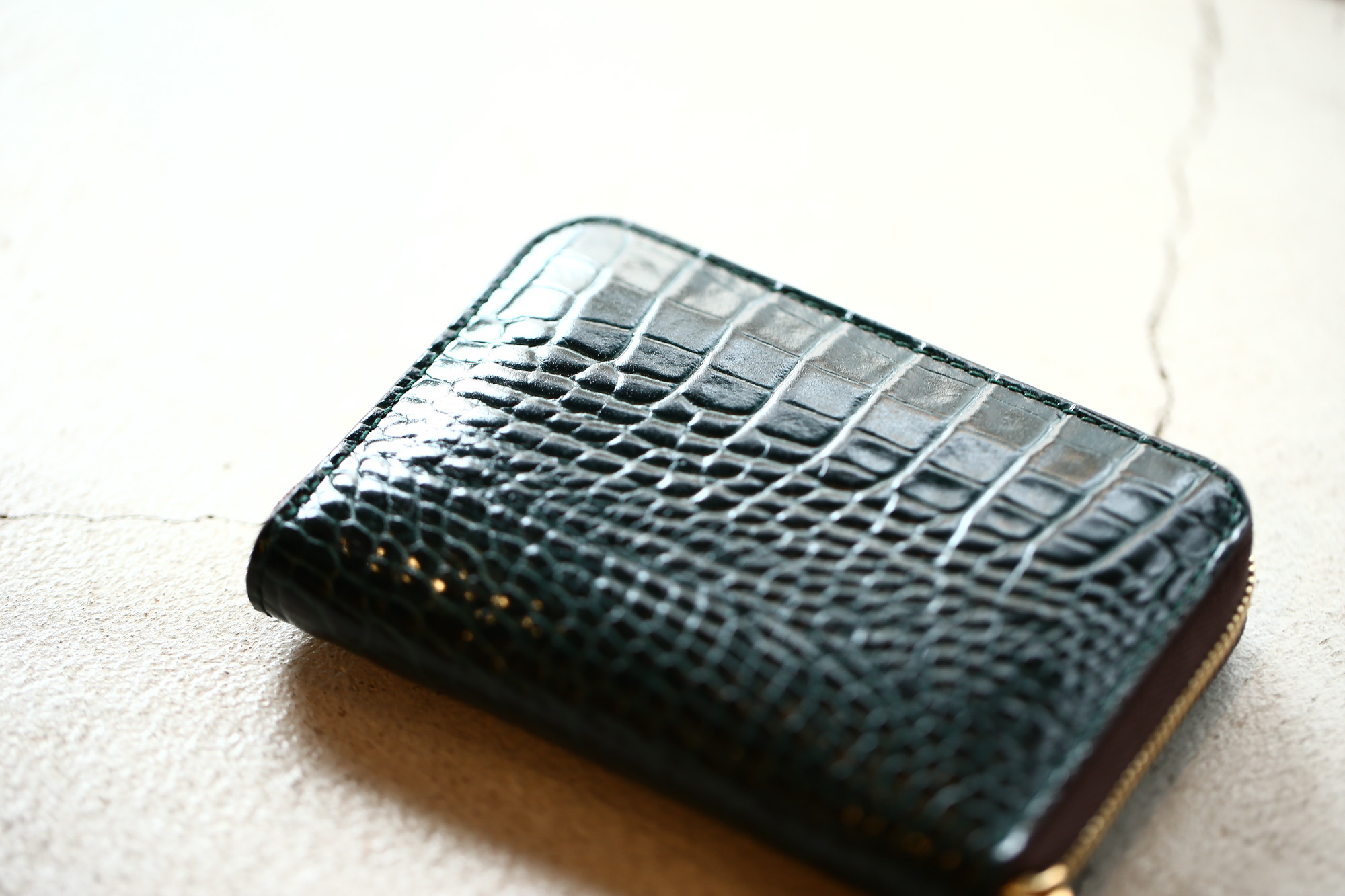 J&M DAVIDSON (ジェイアンドエムデヴィッドソン) SMALL ZIP PURSE (スモール ジップ パース) 7444 SMALL MOCK CROC (クロコダイル型押し) 折財布 ショートウォレット BOTTLE GREEN / NIGTH (ボトルグリーン / ナイト・4800) Made in spain (スペイン製)　2017 秋冬新作 jandmdavidosn smallzippurse サイフ ウォレット ジェイエムデヴィッドソン 愛知 名古屋 Alto e Diritto アルト エ デリット