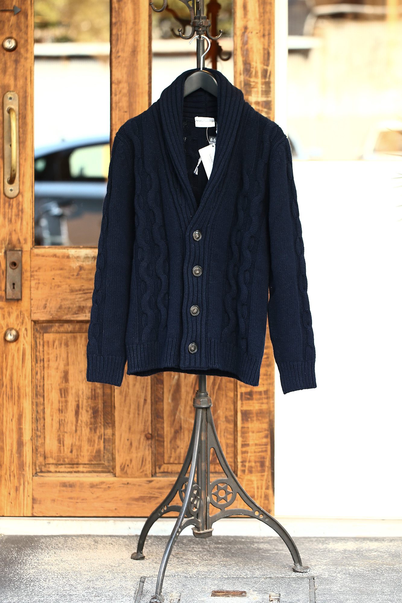 Settefili Cashmere (セッテフィーリ カシミア) Shawl Collar Cardigan (ショールカラーカーディガン) ウール カシミア ローゲージ ニット カーディガン NAVY (ネイビー・MC041) made in italy (イタリア製)　2017秋冬新作 settefilicashmere-shawlcollar セッテフィーリカシミア 愛知 名古屋 Alto e Diritto アルト エ デリット