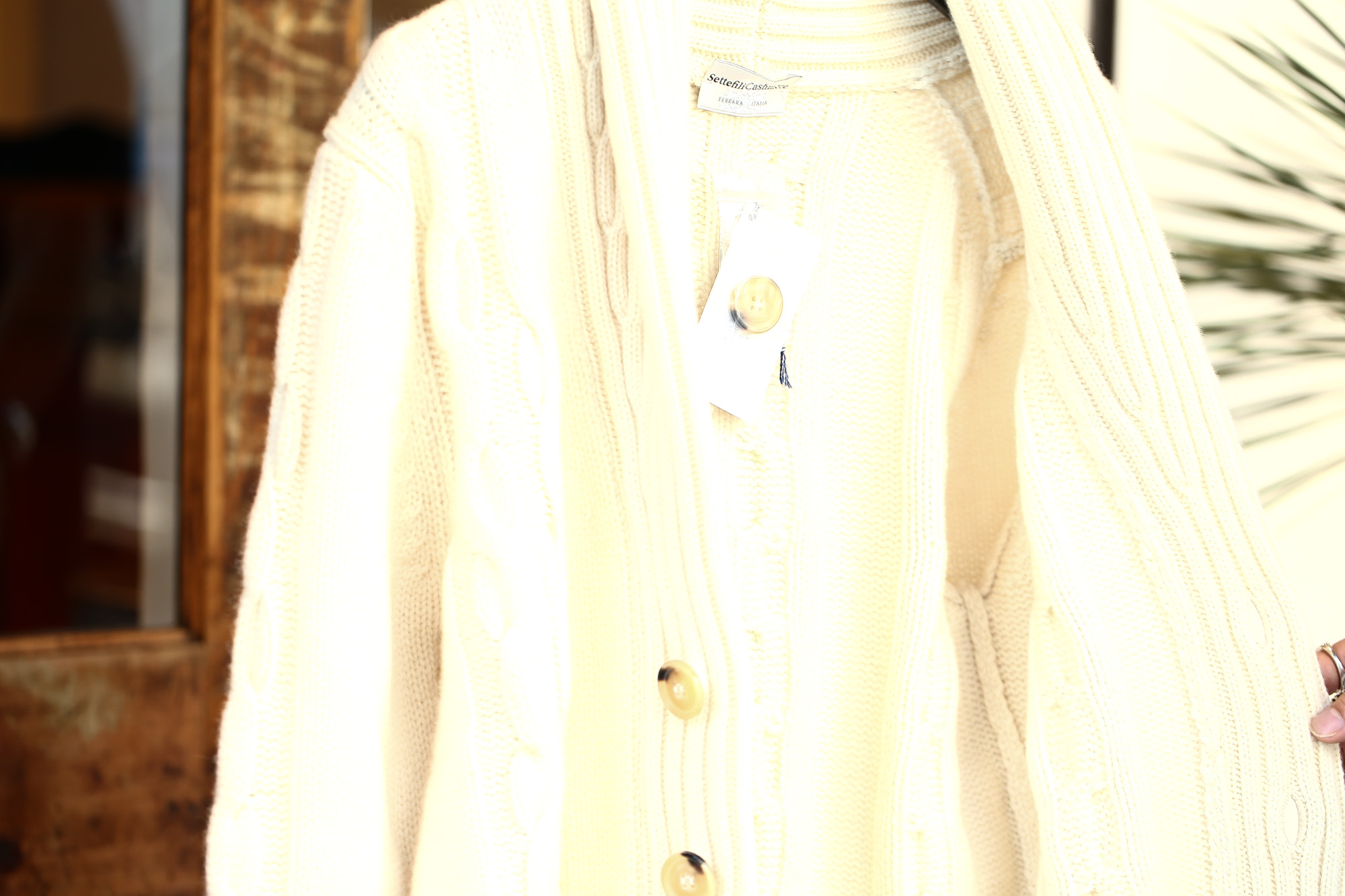 Settefili Cashmere (セッテフィーリ カシミア) Shawl Collar Cardigan (ショールカラーカーディガン) ウール カシミア ローゲージ ニット カーディガン OFF WHITE (オフホワイト・MC020) made in italy (イタリア製)　2017秋冬新作 settefilicashmere-shawlcollar セッテフィーリカシミア 愛知 名古屋 Alto e Diritto アルト エ デリット