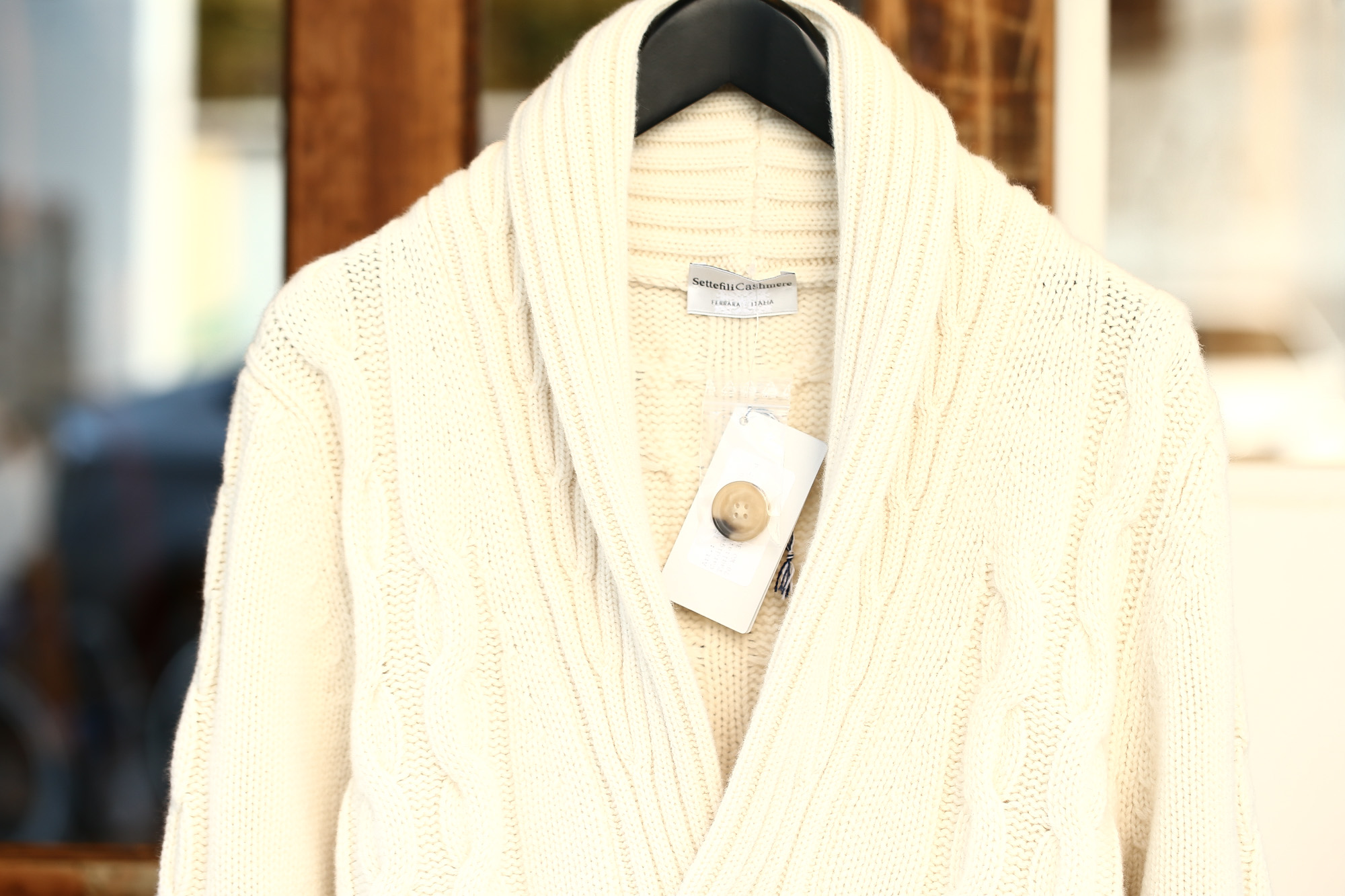 Settefili Cashmere (セッテフィーリ カシミア) Shawl Collar Cardigan (ショールカラーカーディガン) ウール カシミア ローゲージ ニット カーディガン OFF WHITE (オフホワイト・MC020) made in italy (イタリア製)　2017秋冬新作 settefilicashmere-shawlcollar セッテフィーリカシミア 愛知 名古屋 Alto e Diritto アルト エ デリット