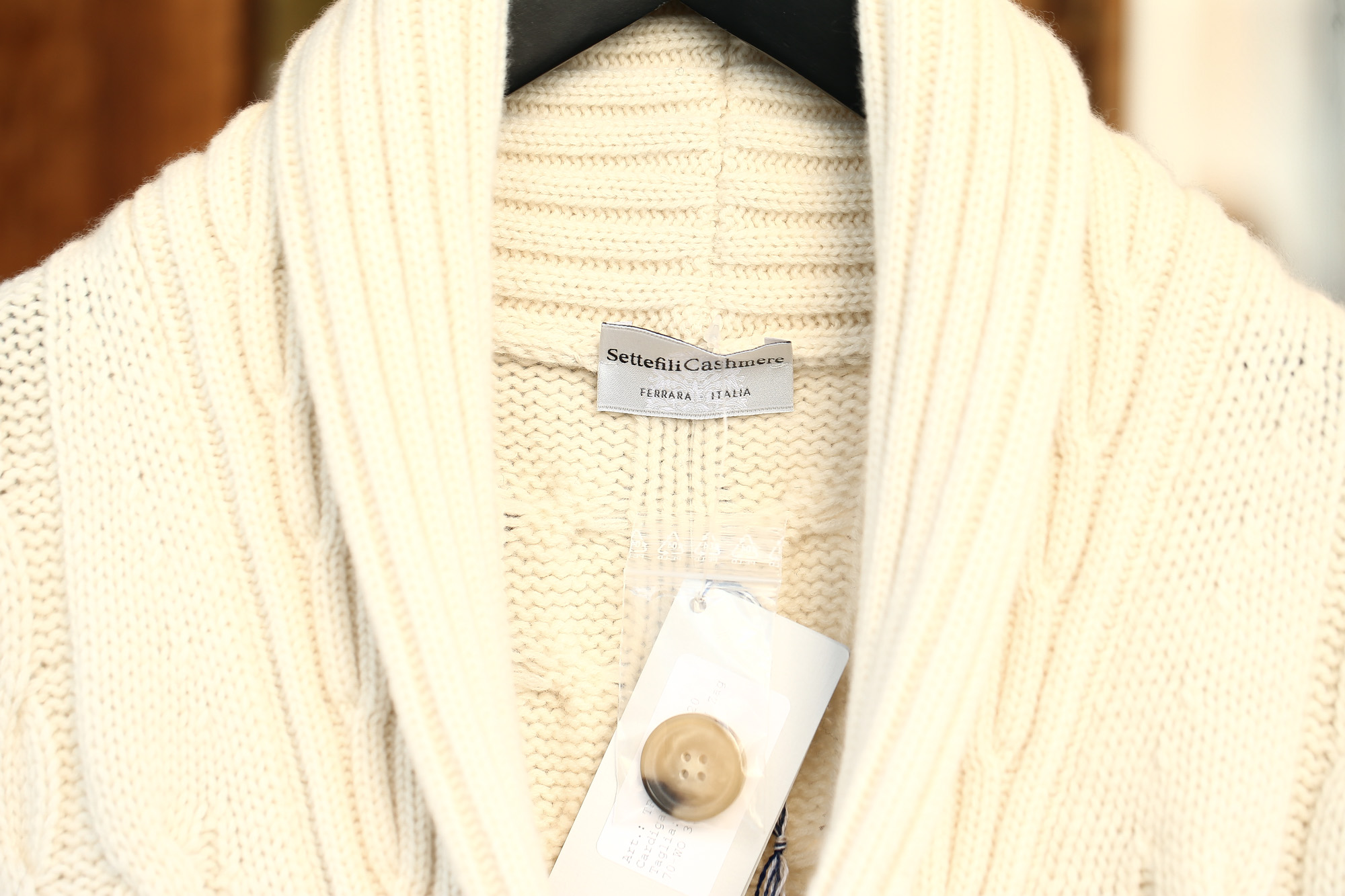 Settefili Cashmere (セッテフィーリ カシミア) Shawl Collar Cardigan (ショールカラーカーディガン) ウール カシミア ローゲージ ニット カーディガン OFF WHITE (オフホワイト・MC020) made in italy (イタリア製)　2017秋冬新作 settefilicashmere-shawlcollar セッテフィーリカシミア 愛知 名古屋 Alto e Diritto アルト エ デリット