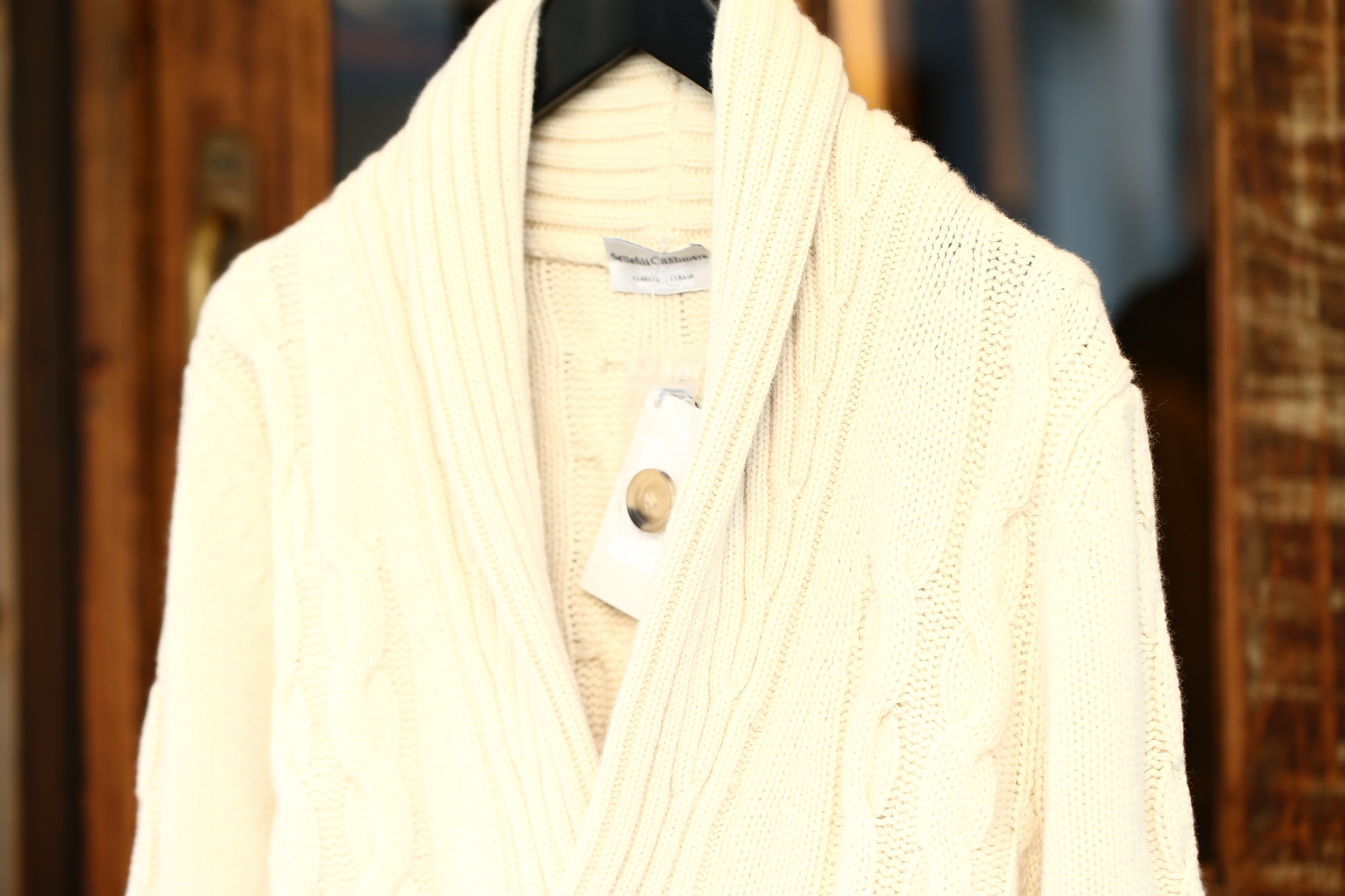 Settefili Cashmere (セッテフィーリ カシミア) Shawl Collar Cardigan (ショールカラーカーディガン) ウール カシミア ローゲージ ニット カーディガン OFF WHITE (オフホワイト・MC020) made in italy (イタリア製)　2017秋冬新作 settefilicashmere-shawlcollar セッテフィーリカシミア 愛知 名古屋 Alto e Diritto アルト エ デリット