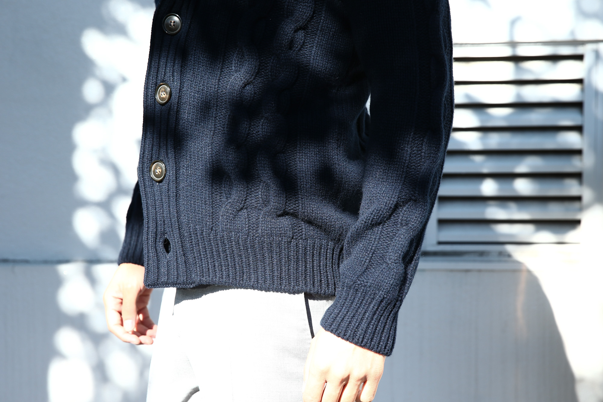 【Settefili Cashmere / セッテフィーリ カシミア】 Shawl Collar Cardigan (ショールカラーカーディガン) ウール カシミア ローゲージ ニット カーディガン NAVY (ネイビー・MC041) made in italy (イタリア製)　2017秋冬新作 settefilicashmere セッテフィーリカシミア 愛知 名古屋 Alto e Diritto アルト エ デリット