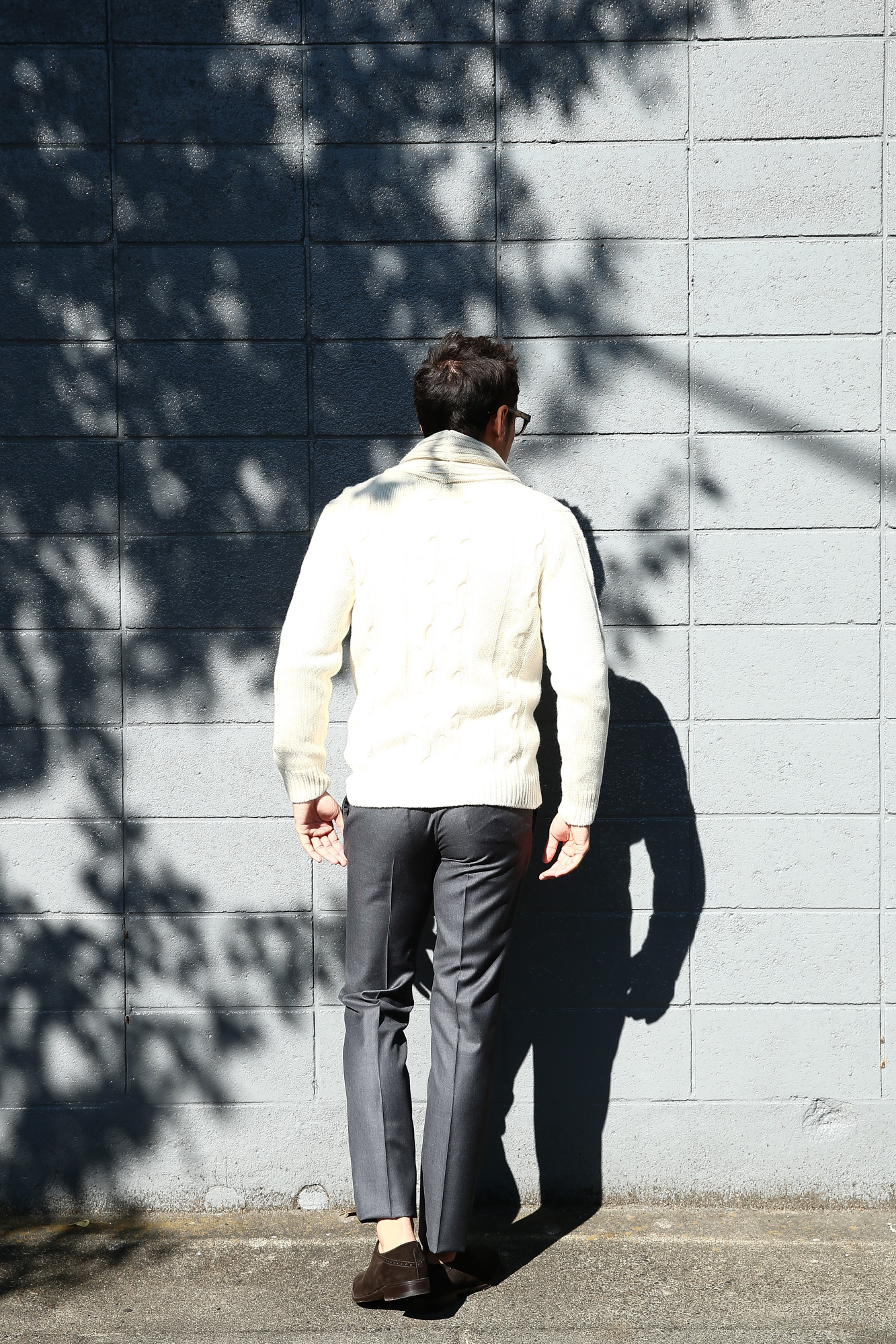 【Settefili Cashmere / セッテフィーリ カシミア】 Shawl Collar Cardigan (ショールカラーカーディガン) ウール カシミア ローゲージ ニット カーディガン OFF WHITE (オフホワイト・MC020) made in italy (イタリア製)　2017秋冬新作 settefilicashmere セッテフィーリカシミア 愛知 名古屋 Alto e Diritto アルト エ デリット