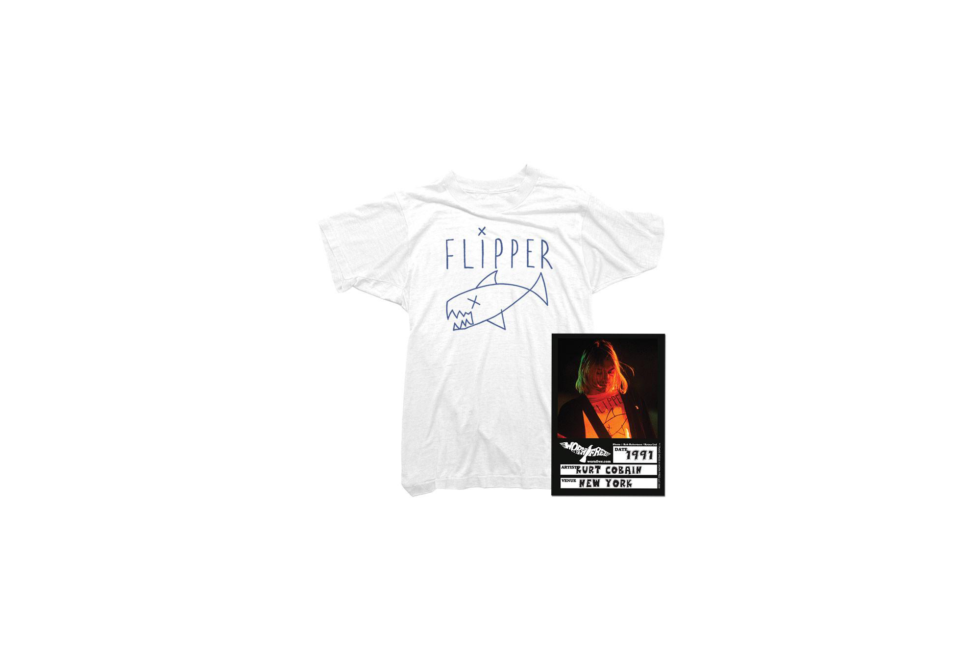 WORN FREE (ウォーンフリー) FLIPPER Nirvana(ニルヴァーナ) Kurt Cobain(カート・コバーン) 1991 NEW YORK ロックTシャツ WHITE (ホワイト) MADE IN USA (アメリカ製)　2018春夏 wornfree ウォーンフリー 愛知　名古屋 Alto e Diritto アルト エ デリット nirvana kurtcobain bandtee rocktee