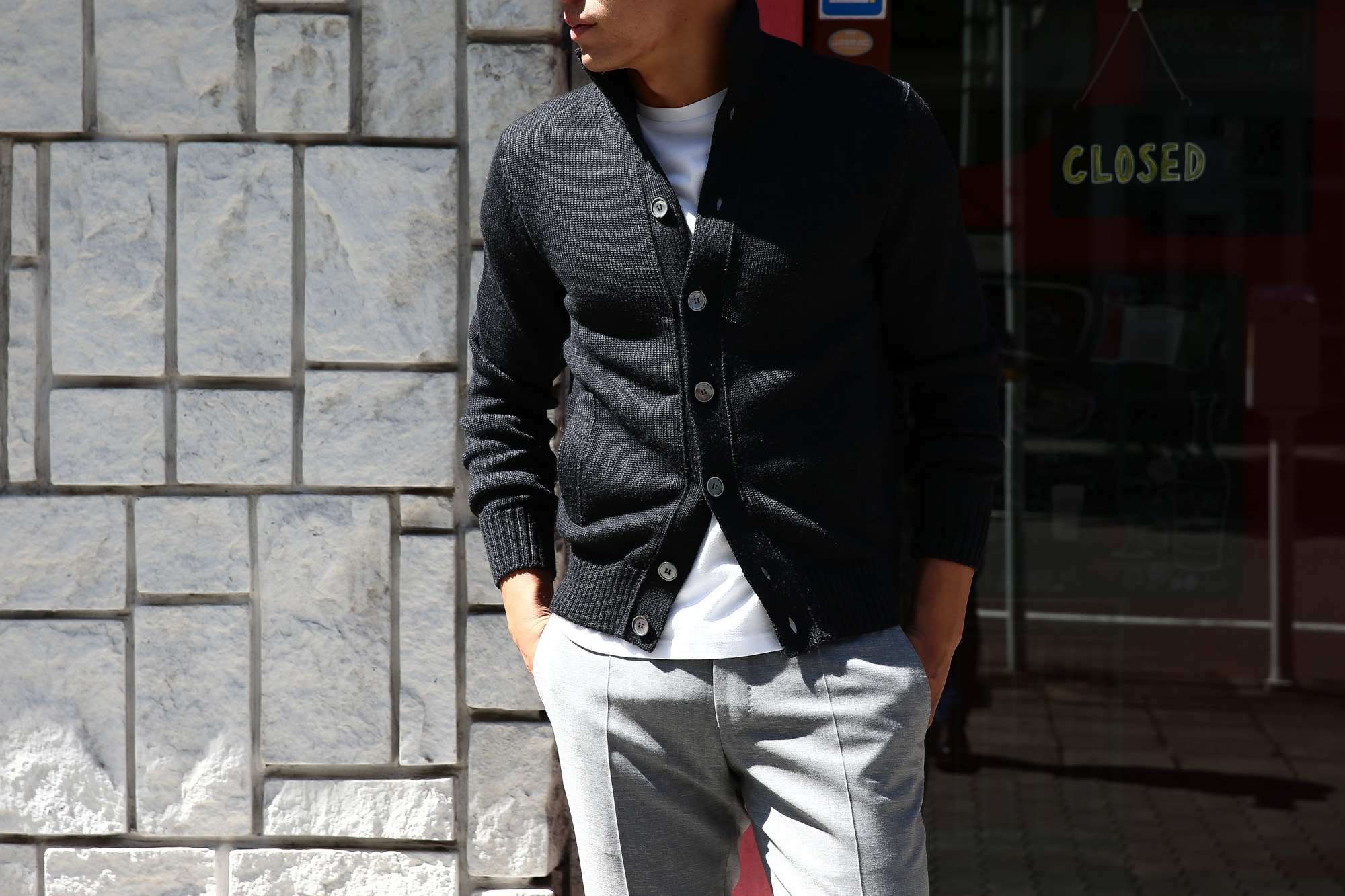 ZANONE(ザノーネ) 【CHIOTO ・KYOTO / キョウト・キョート】 810740 z0229 LONG SLEEVES ミドルゲージ ニットジャケット ニットブルゾン CHACOAL(チャコール・Z0006)  2017 秋冬新作 zanone ザノーネ ニット キョウト 愛知 名古屋 Alto e Diritto アルト エ デリット