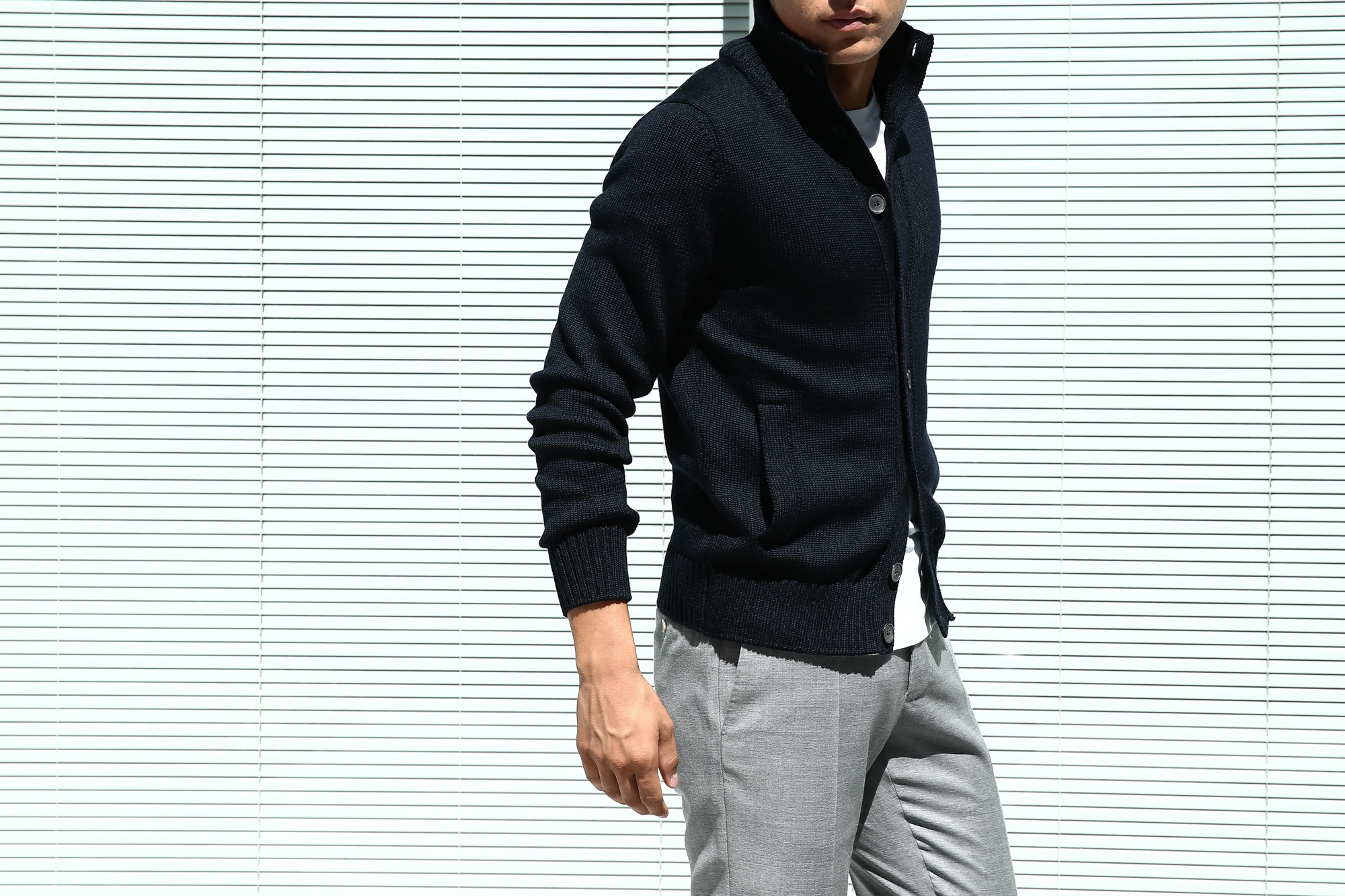 ZANONE(ザノーネ)  【CHIOTO ・KYOTO / キョウト・キョート】 810740 z0229 LONG SLEEVES ミドルゲージ ニットジャケット ニットブルゾン 【BLACK / ブラック・Z0015】  2017 秋冬新作 zanone ザノーネ ニット キョウト 愛知 名古屋 Alto e Diritto アルト エ デリット