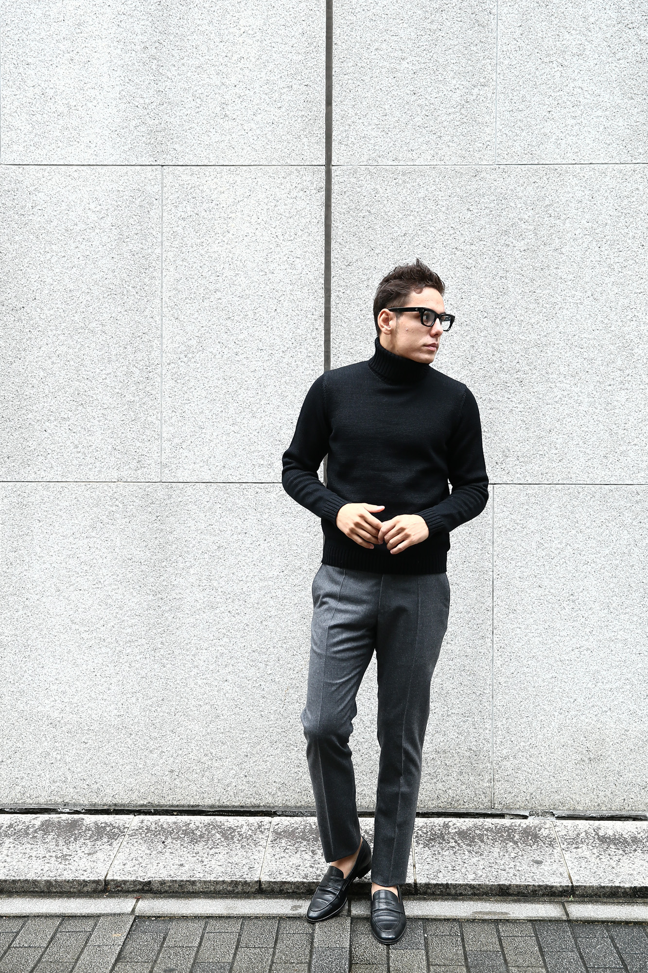 ZANONE (ザノーネ) Turtle Neck Sweater (タートルネックセーター) VIRGIN WOOL 100% ミドルゲージ ウールニット セーター BLACK (ブラック・Z0015) made in italy (イタリア製) 2017 秋冬新作 zanone ニット クルーネック 愛知 名古屋 Alto e Diritto アルト エ デリット