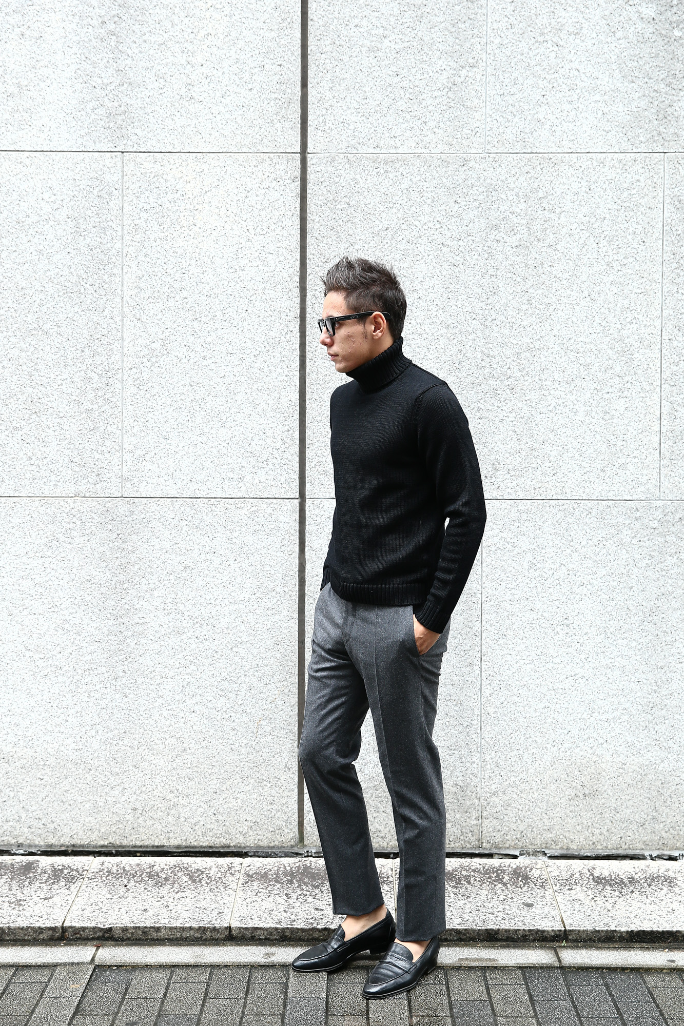 ZANONE (ザノーネ) Turtle Neck Sweater (タートルネックセーター) VIRGIN WOOL 100% ミドルゲージ ウールニット セーター BLACK (ブラック・Z0015) made in italy (イタリア製) 2017 秋冬新作 zanone ニット クルーネック 愛知 名古屋 Alto e Diritto アルト エ デリット