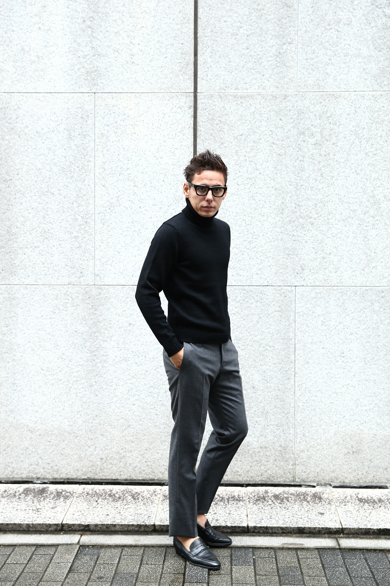 ZANONE (ザノーネ) Turtle Neck Sweater (タートルネックセーター) VIRGIN WOOL 100% ミドルゲージ ウールニット セーター BLACK (ブラック・Z0015) made in italy (イタリア製) 2017 秋冬新作 zanone ニット クルーネック 愛知 名古屋 Alto e Diritto アルト エ デリット