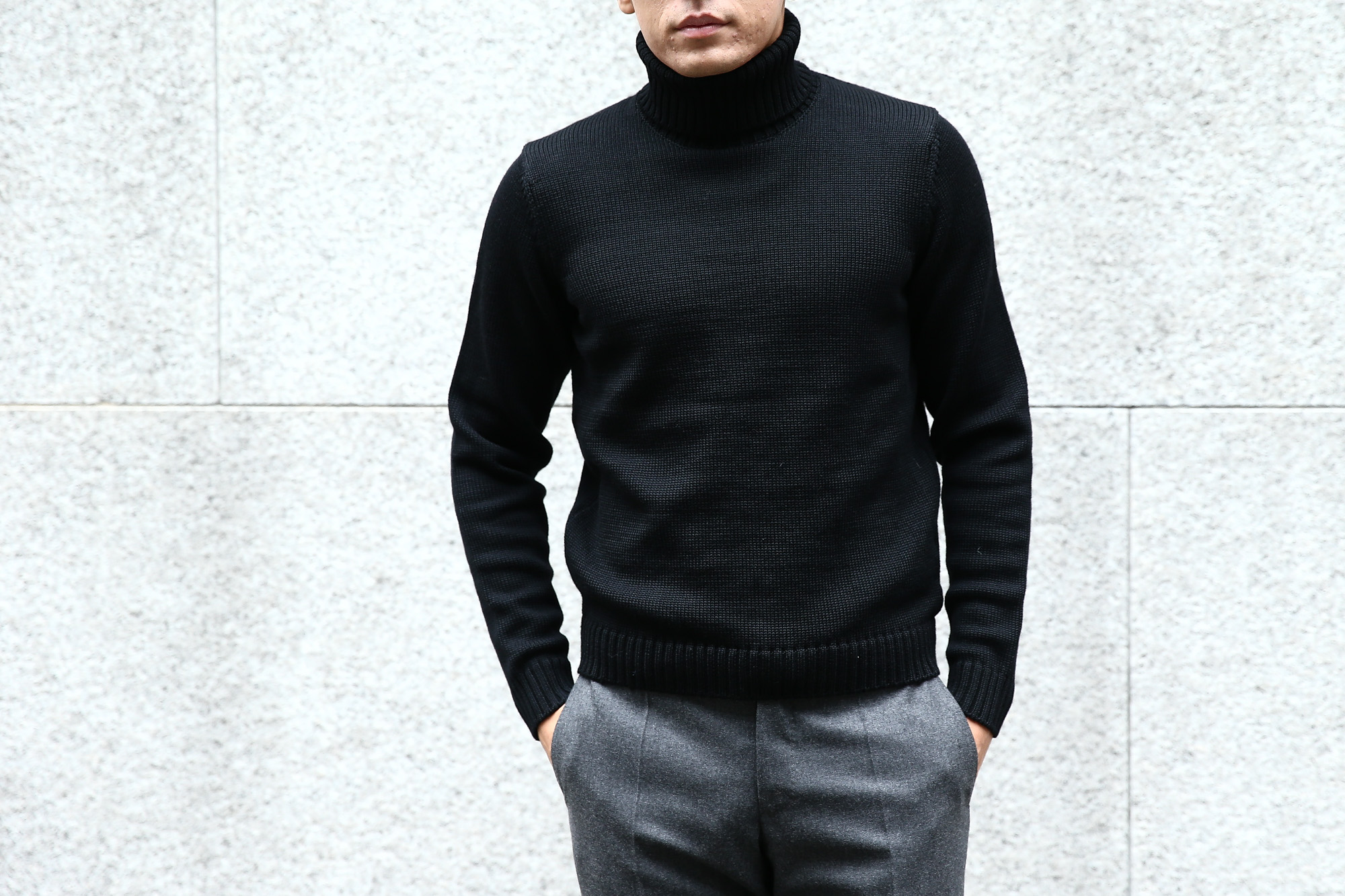 ZANONE (ザノーネ) Turtle Neck Sweater (タートルネックセーター) VIRGIN WOOL 100% ミドルゲージ ウールニット セーター BLACK (ブラック・Z0015) made in italy (イタリア製) 2017 秋冬新作 zanone ニット クルーネック 愛知 名古屋 Alto e Diritto アルト エ デリット