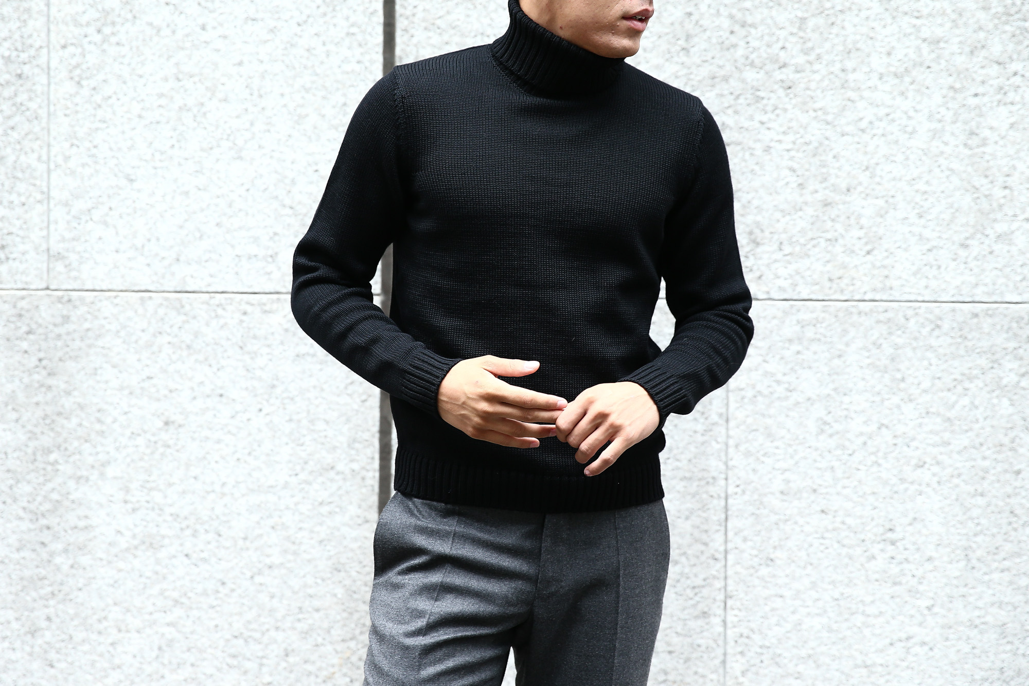 ZANONE (ザノーネ) Turtle Neck Sweater (タートルネックセーター) VIRGIN WOOL 100% ミドルゲージ ウールニット セーター BLACK (ブラック・Z0015) made in italy (イタリア製) 2017 秋冬新作 zanone ニット クルーネック 愛知 名古屋 Alto e Diritto アルト エ デリット