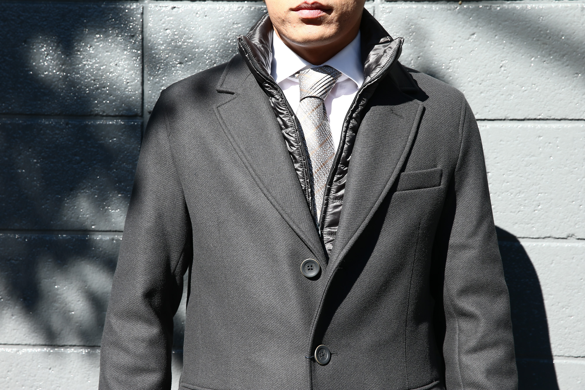 HERNO(ヘルノ) 【CA0045U】 Chester coat チェスターコート LANA DIAGONALE NYLON ULTRALIGHT 中綿入り ウールチェスターコート GRAY (グレー・9450) Made in italy (イタリア製) 2017 秋冬新作　愛知 名古屋 Alto e Diritto アルト エ デリット herno ヘルノ ダウンコート ビジネススタイル