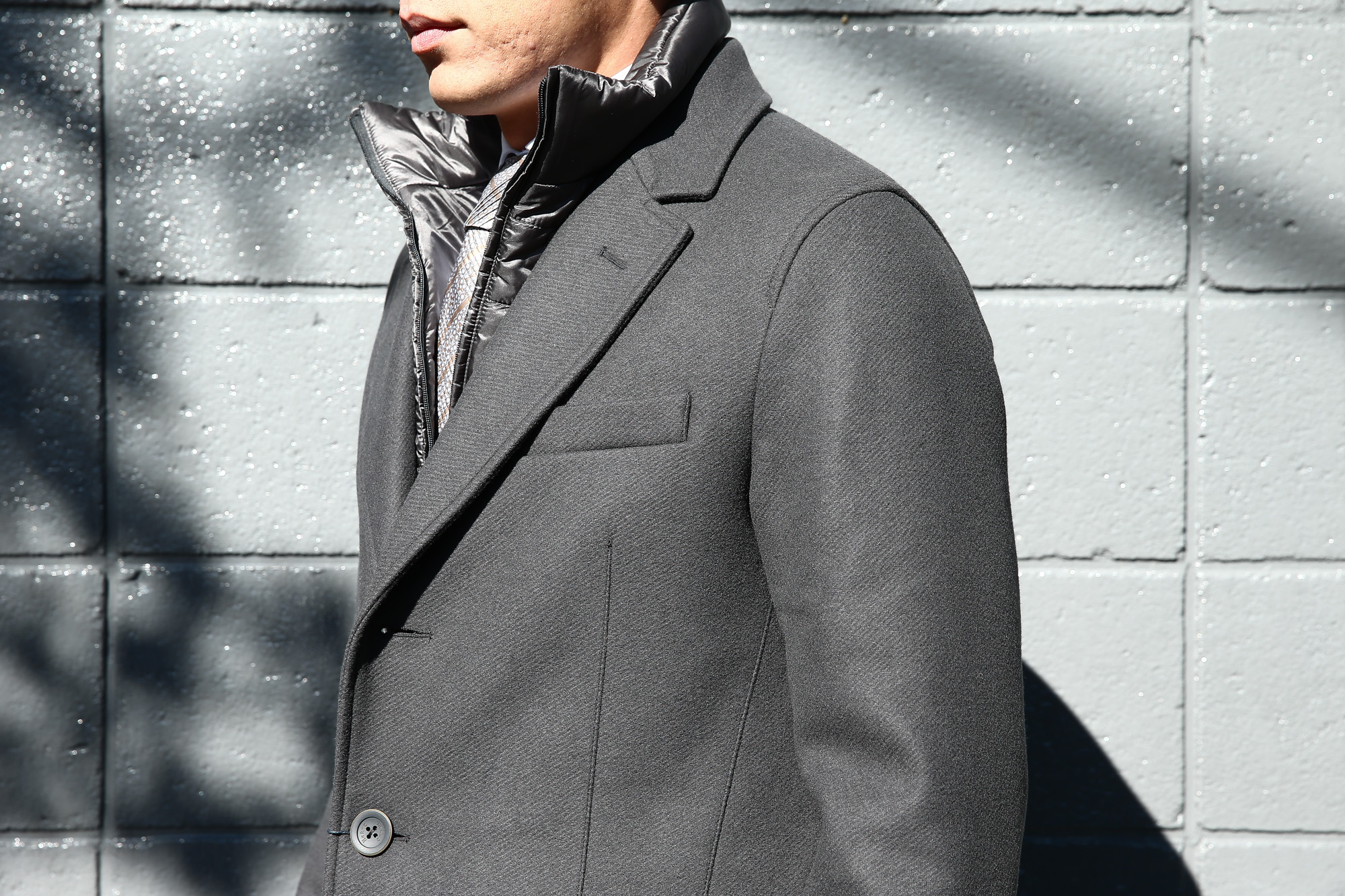 HERNO(ヘルノ) 【CA0045U】 Chester coat チェスターコート LANA DIAGONALE NYLON ULTRALIGHT 中綿入り ウールチェスターコート GRAY (グレー・9450) Made in italy (イタリア製) 2017 秋冬新作　愛知 名古屋 Alto e Diritto アルト エ デリット herno ヘルノ ダウンコート ビジネススタイル