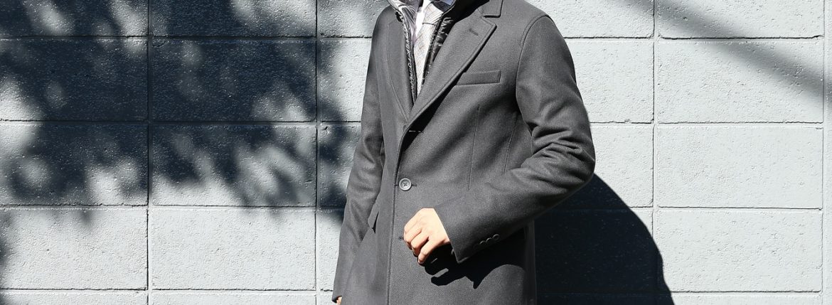 HERNO(ヘルノ) 【CA0045U】 Chester coat チェスターコート LANA DIAGONALE NYLON ULTRALIGHT 中綿入り ウールチェスターコート GRAY (グレー・9450) Made in italy (イタリア製) 2017 秋冬新作　愛知 名古屋 ZODIAC ゾディアック herno ヘルノ ダウンコート ビジネススタイル