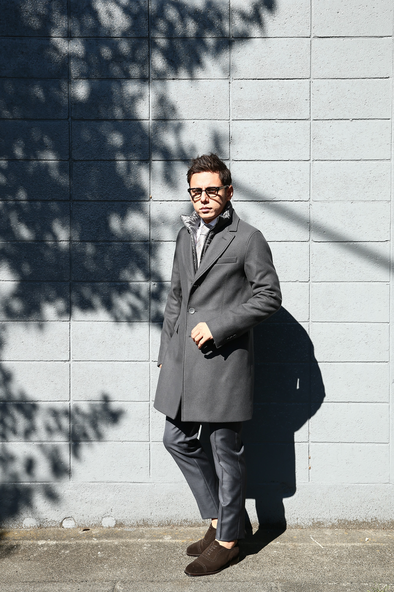 HERNO(ヘルノ) 【CA0045U】 Chester coat チェスターコート LANA DIAGONALE NYLON ULTRALIGHT 中綿入り ウールチェスターコート GRAY (グレー・9450) Made in italy (イタリア製) 2017 秋冬新作　愛知 名古屋 Alto e Diritto アルト エ デリット herno ヘルノ ダウンコート ビジネススタイル