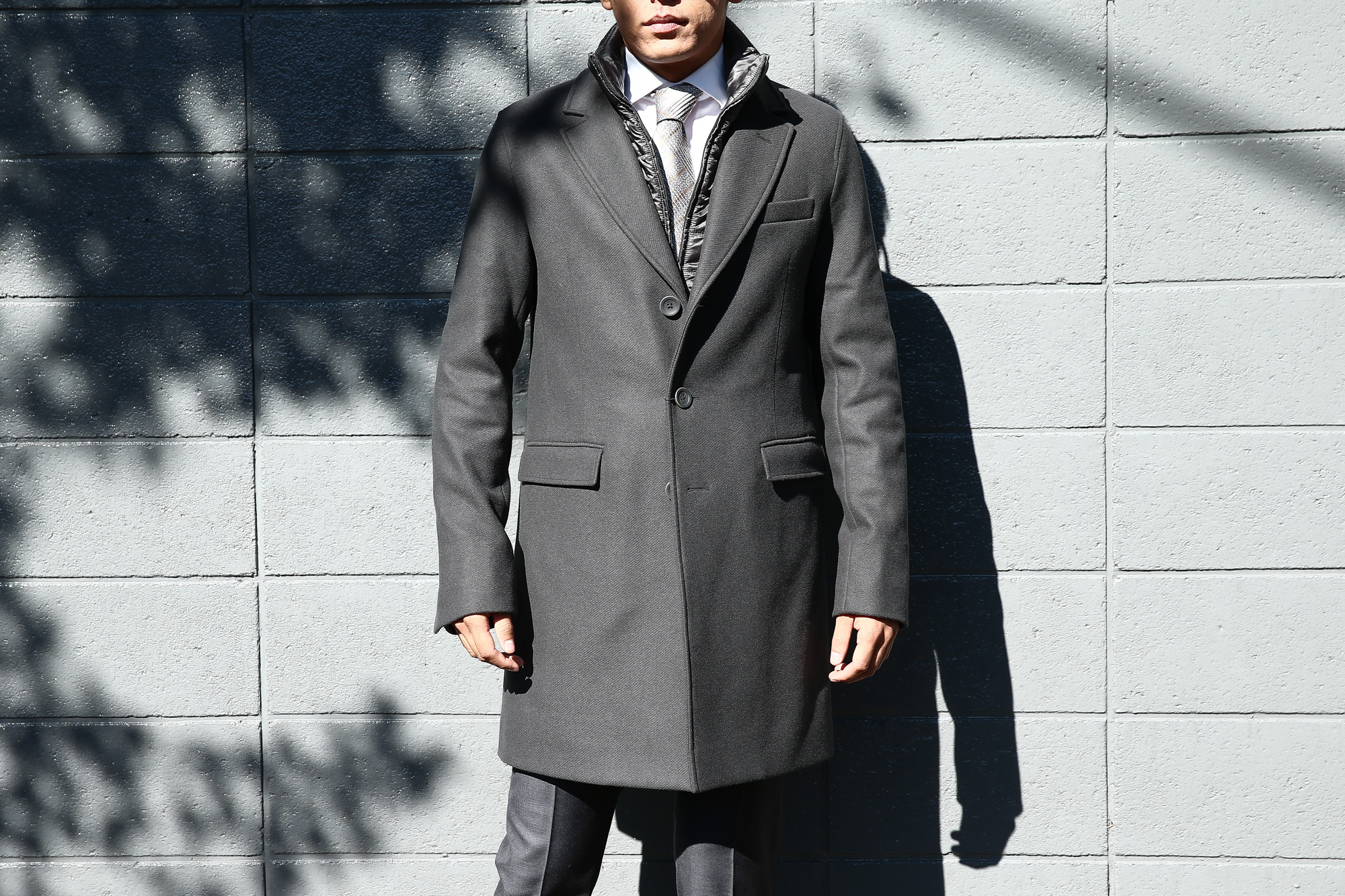 HERNO(ヘルノ) 【CA0045U】 Chester coat チェスターコート LANA DIAGONALE NYLON ULTRALIGHT 中綿入り ウールチェスターコート GRAY (グレー・9450) Made in italy (イタリア製) 2017 秋冬新作　愛知 名古屋 Alto e Diritto アルト エ デリット herno ヘルノ ダウンコート ビジネススタイル