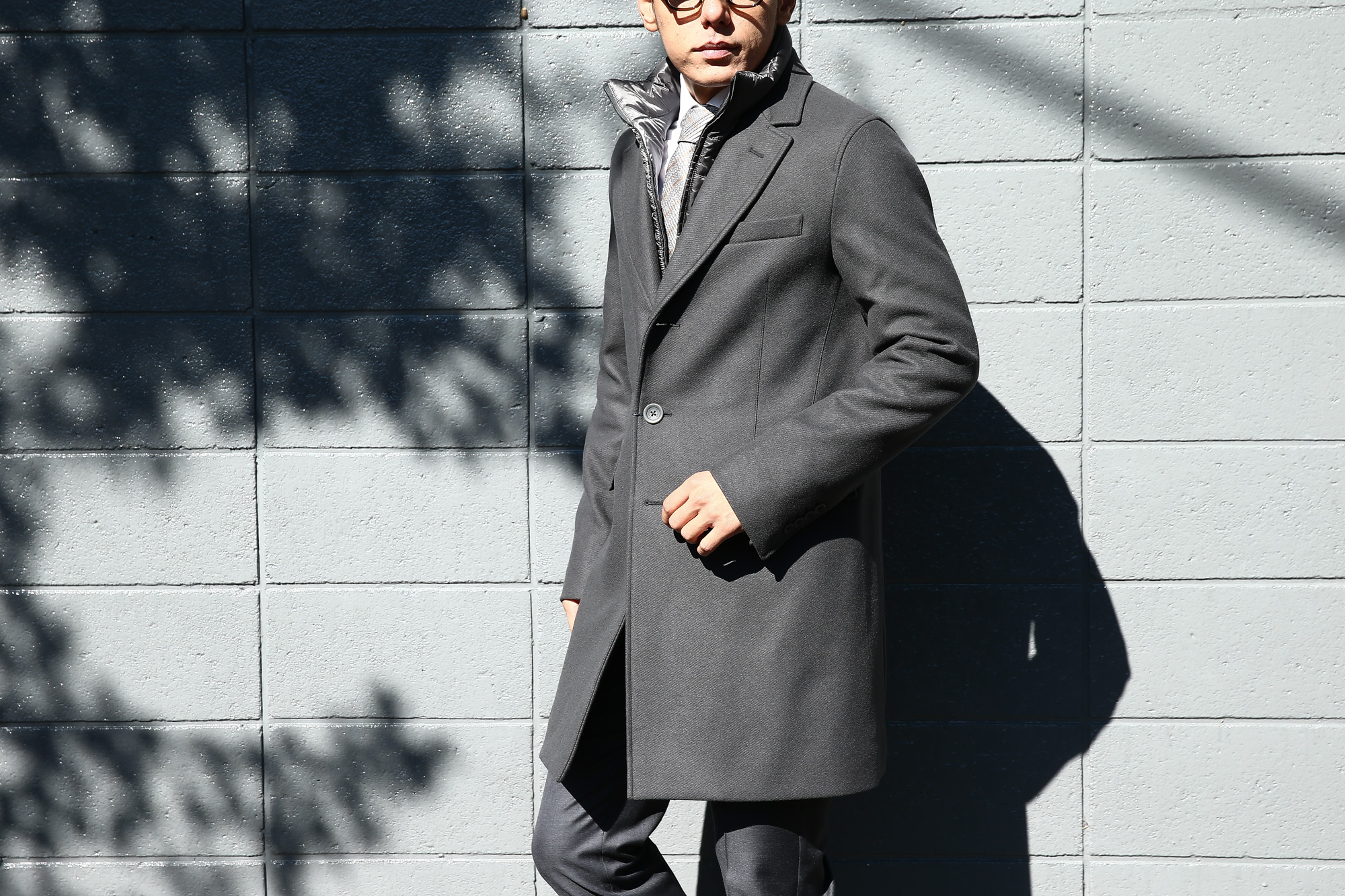 HERNO(ヘルノ) 【CA0045U】 Chester coat チェスターコート LANA DIAGONALE NYLON ULTRALIGHT 中綿入り ウールチェスターコート GRAY (グレー・9450) Made in italy (イタリア製) 2017 秋冬新作　愛知 名古屋 Alto e Diritto アルト エ デリット herno ヘルノ ダウンコート ビジネススタイル