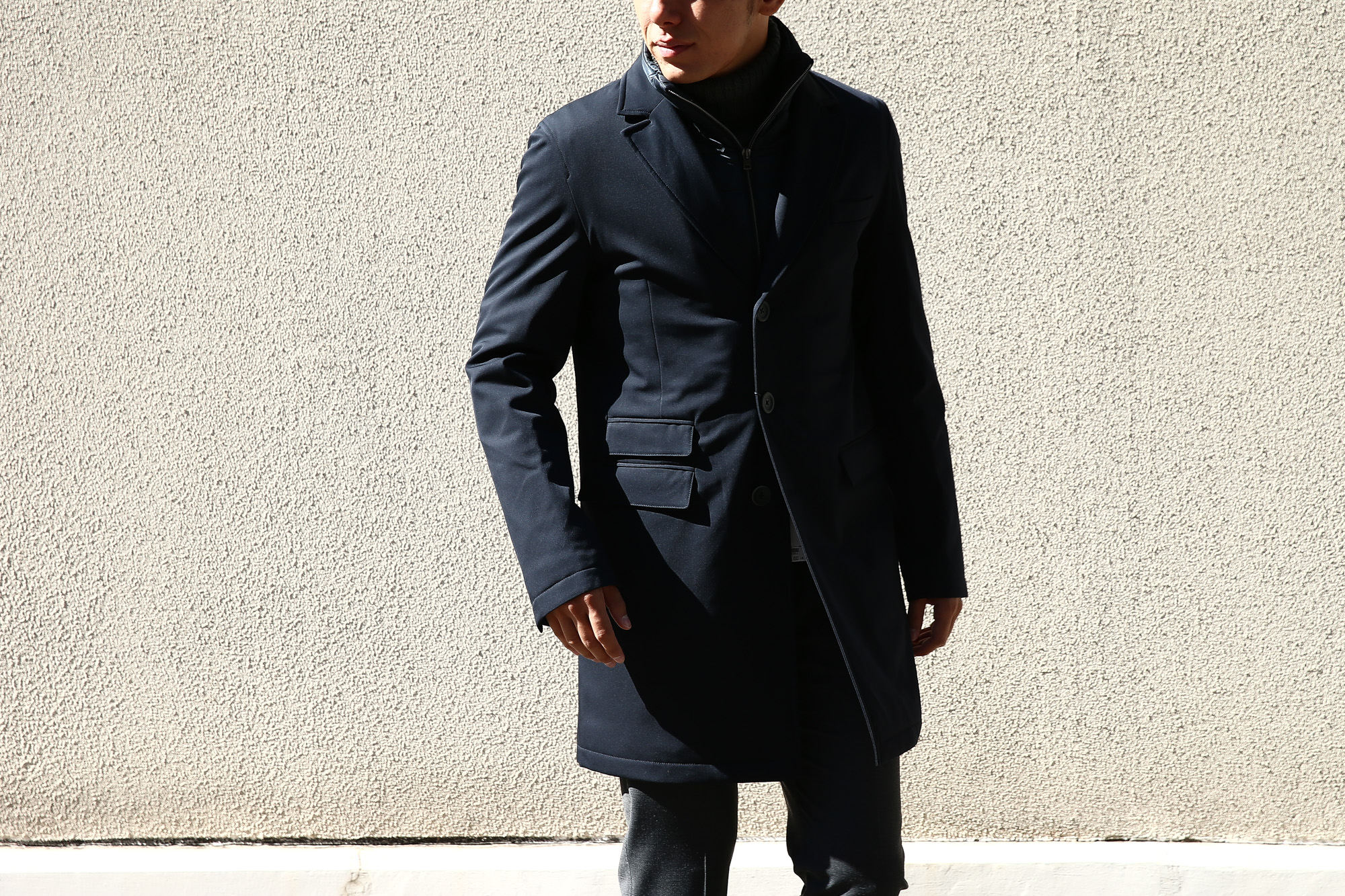 HERNO(ヘルノ) 【CA0057U】 Chester coat チェスターコート LoroPiana ロロピアーナ STORM SYSTEM WOOL HERNO TECH 中綿入り ウール チェスターコート NAVY (ネイビー・9290) Made in italy (イタリア製) 2017 秋冬新作　愛知 名古屋 Alto e Diritto アルト エ デリット herno ヘルノ ダウンコート ビジネススタイル