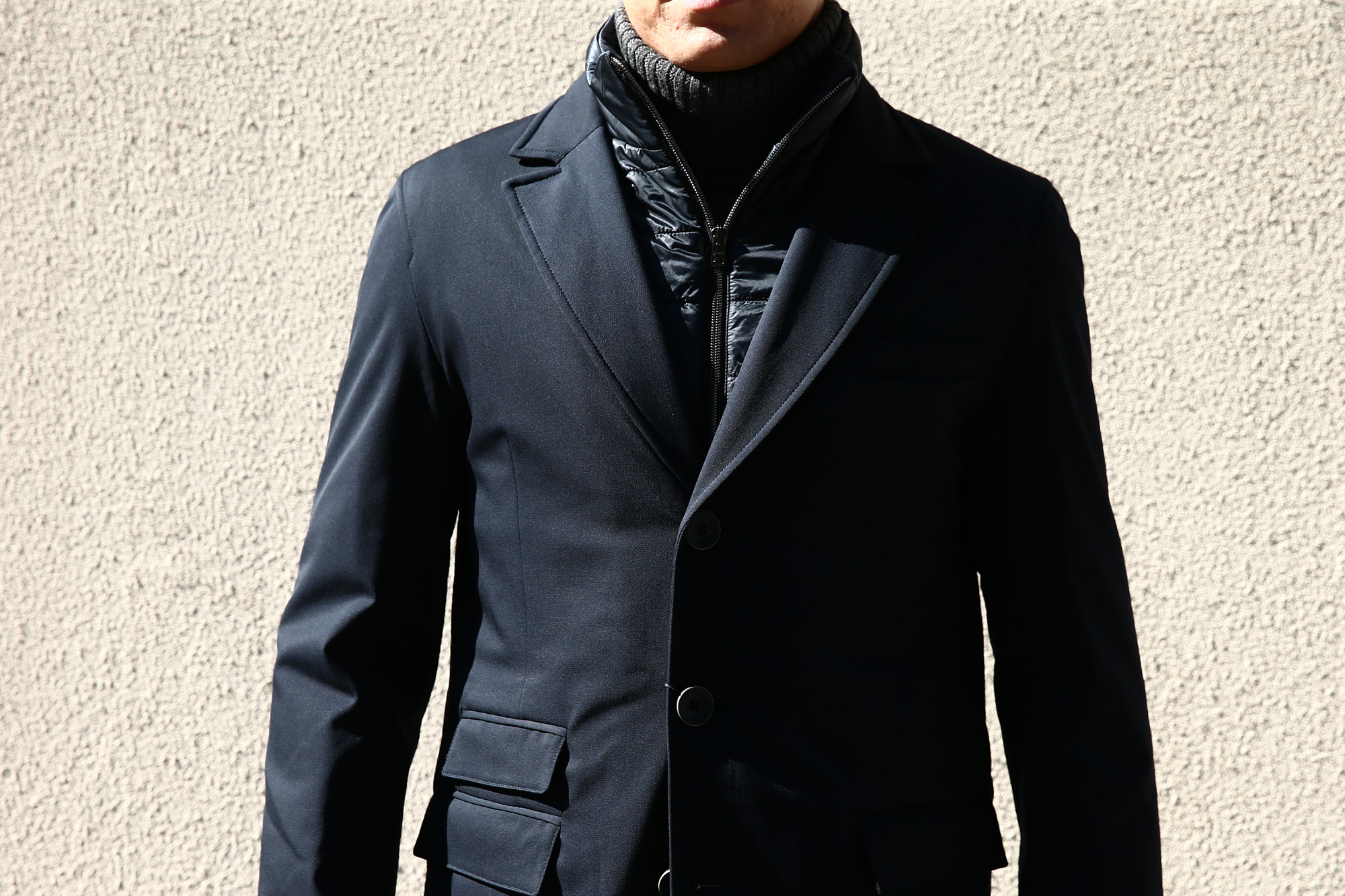 HERNO(ヘルノ) 【CA0057U】 Chester coat チェスターコート LoroPiana ロロピアーナ STORM SYSTEM WOOL HERNO TECH 中綿入り ウール チェスターコート NAVY (ネイビー・9290) Made in italy (イタリア製) 2017 秋冬新作　愛知 名古屋 Alto e Diritto アルト エ デリット herno ヘルノ ダウンコート ビジネススタイル